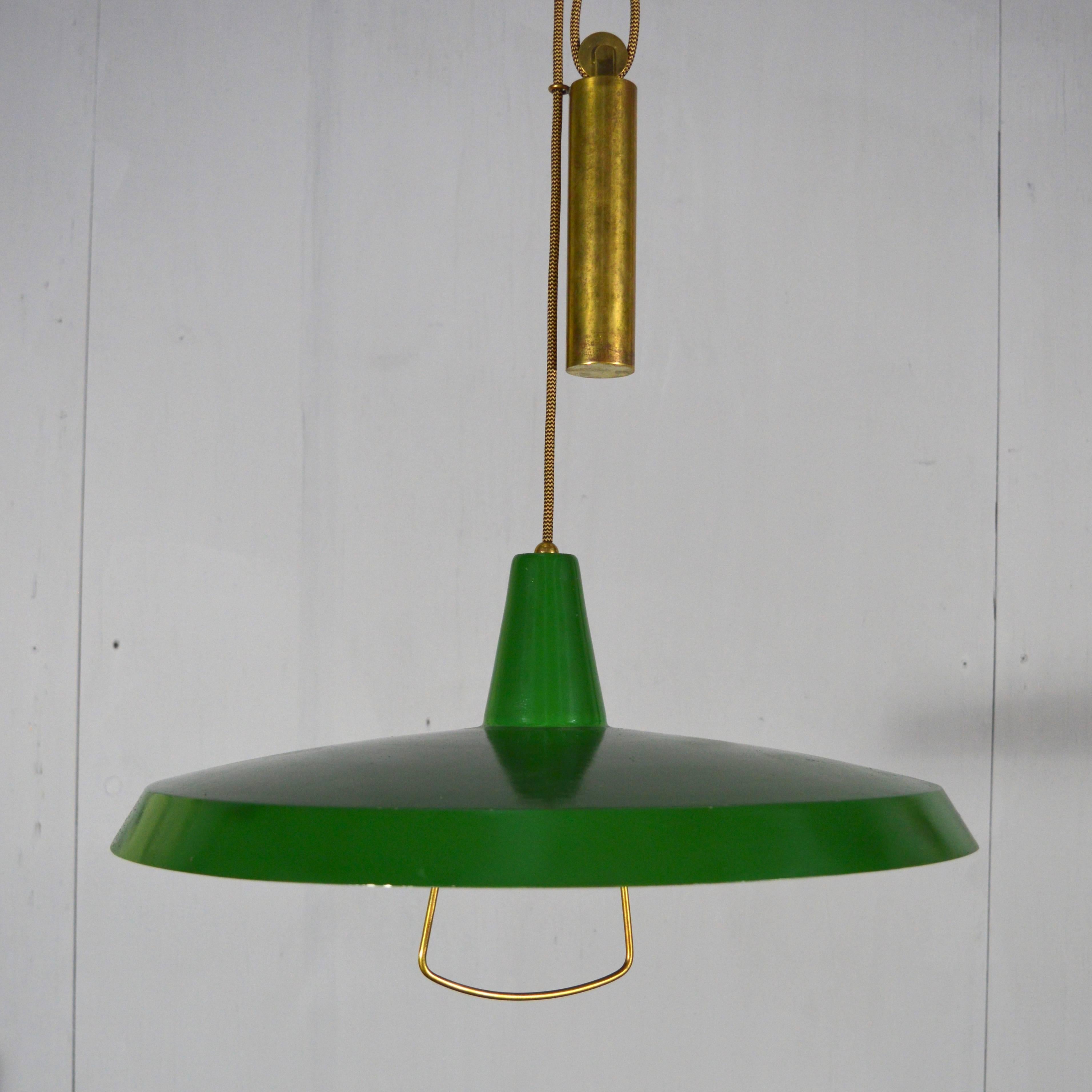 Mid-Century Modern Stilnovo Pendant Counter Balance Ceiling Lamp, Italy, 1950s