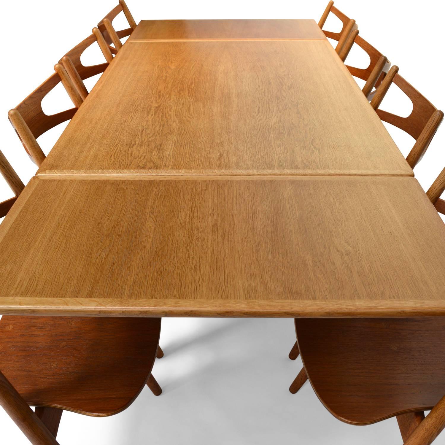 Scandinavian Modern Hans Wegner At312 / Sawbuck Dining Set in Teak and Oak