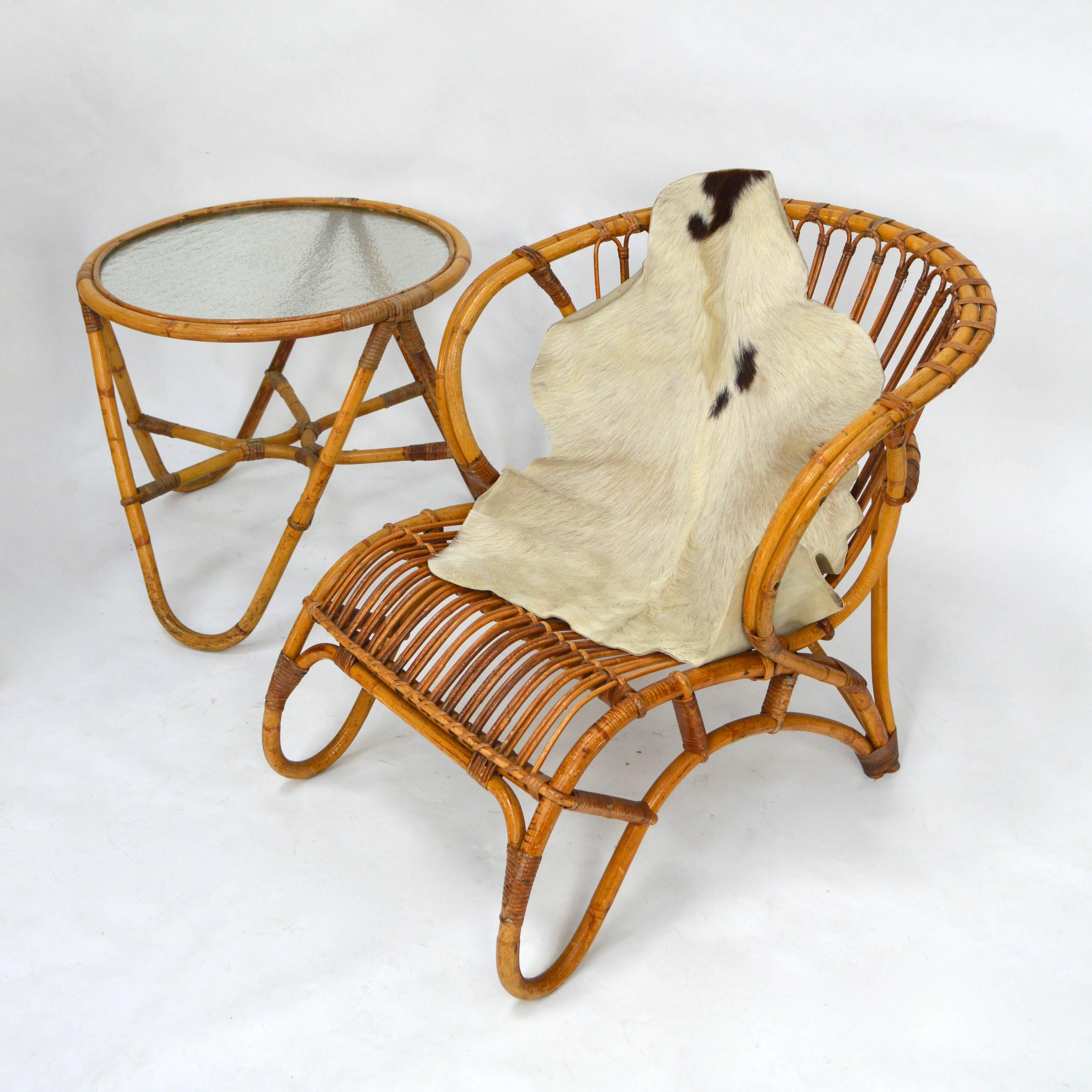 Viggo Boesen Style Rattan Lounge Set by Rohe, 1950s In Good Condition In Pijnacker, Zuid-Holland
