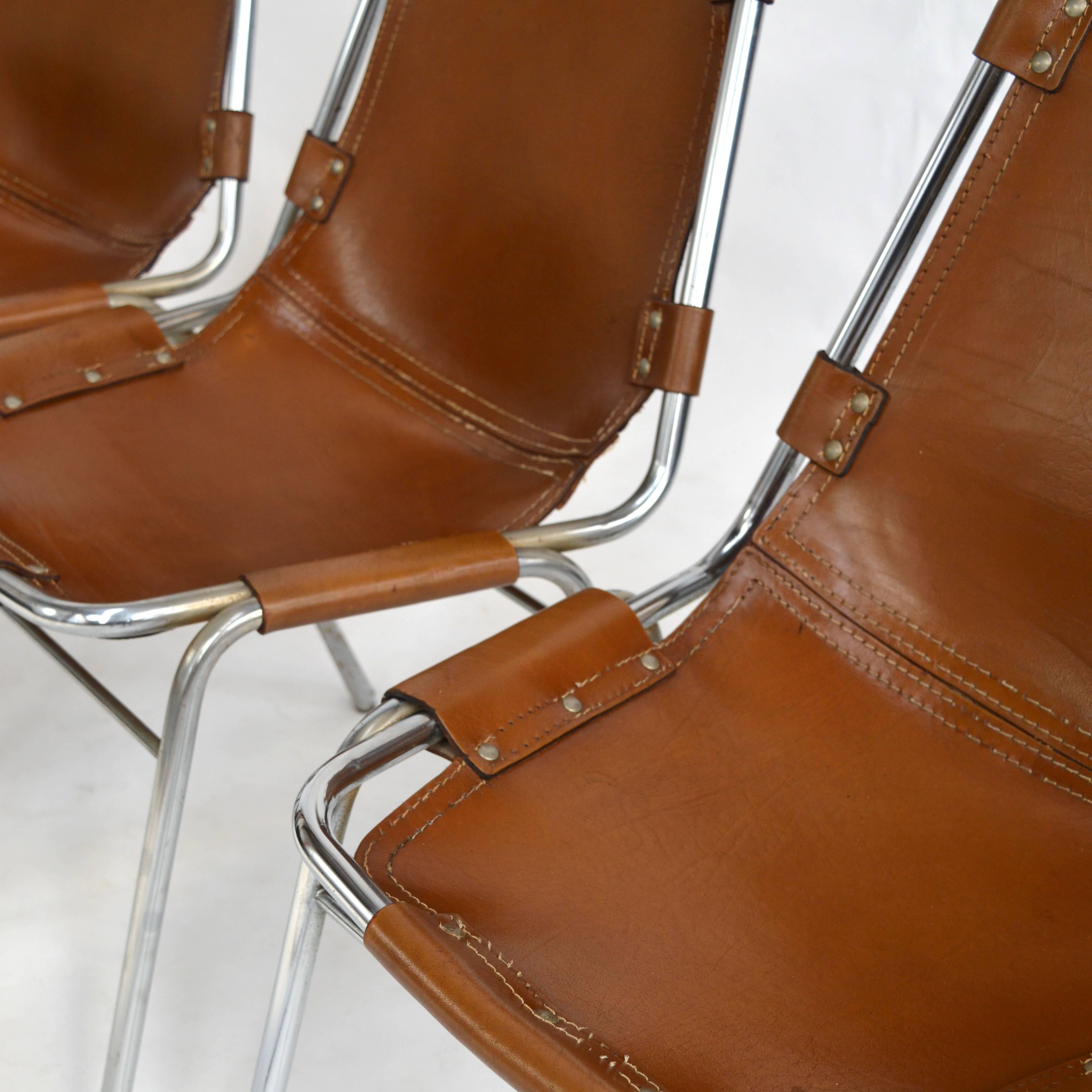 Set of Four Original Charlotte Perriand Les Arcs Chairs In Good Condition In Pijnacker, Zuid-Holland