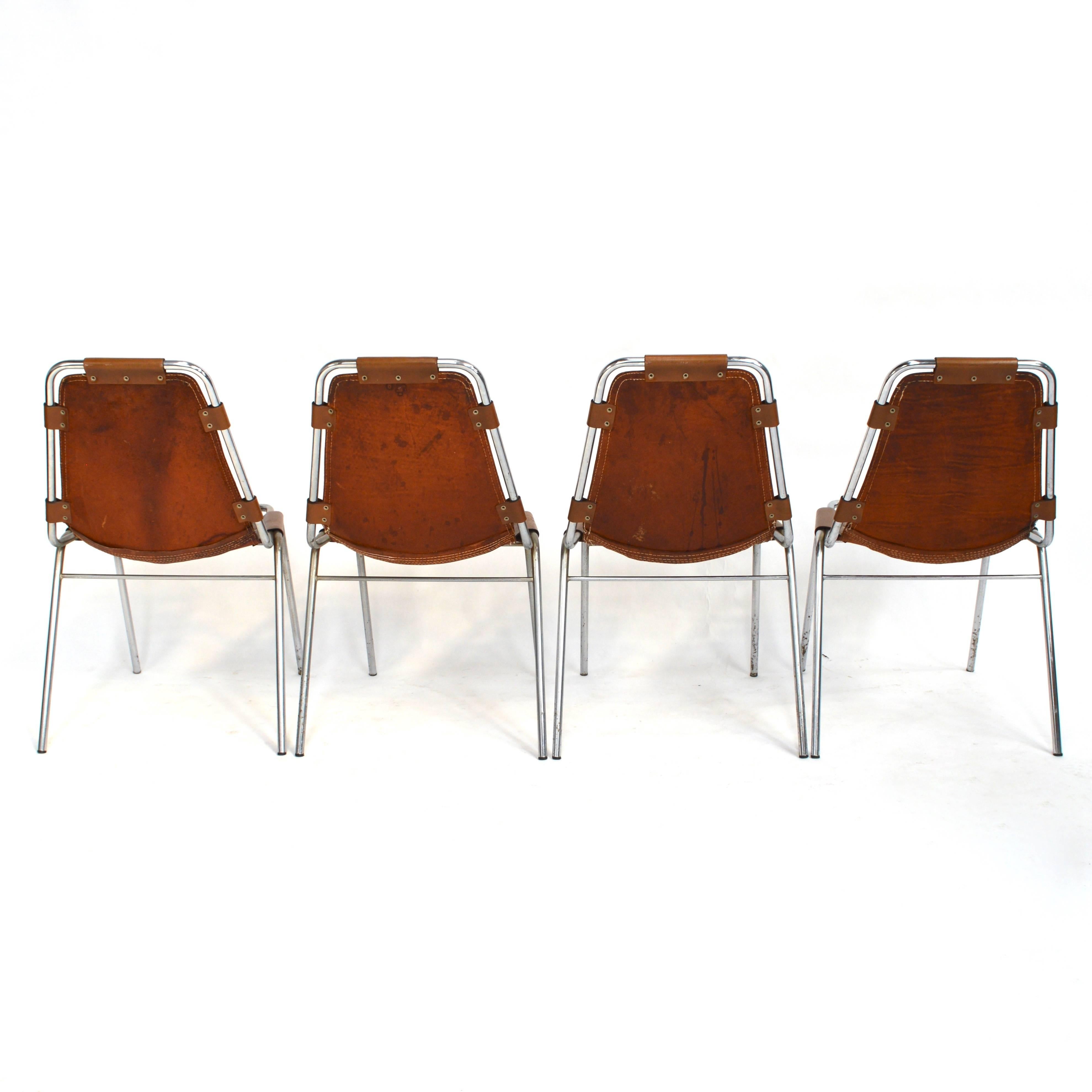 Mid-Century Modern Set of Four Original Charlotte Perriand Les Arcs Chairs