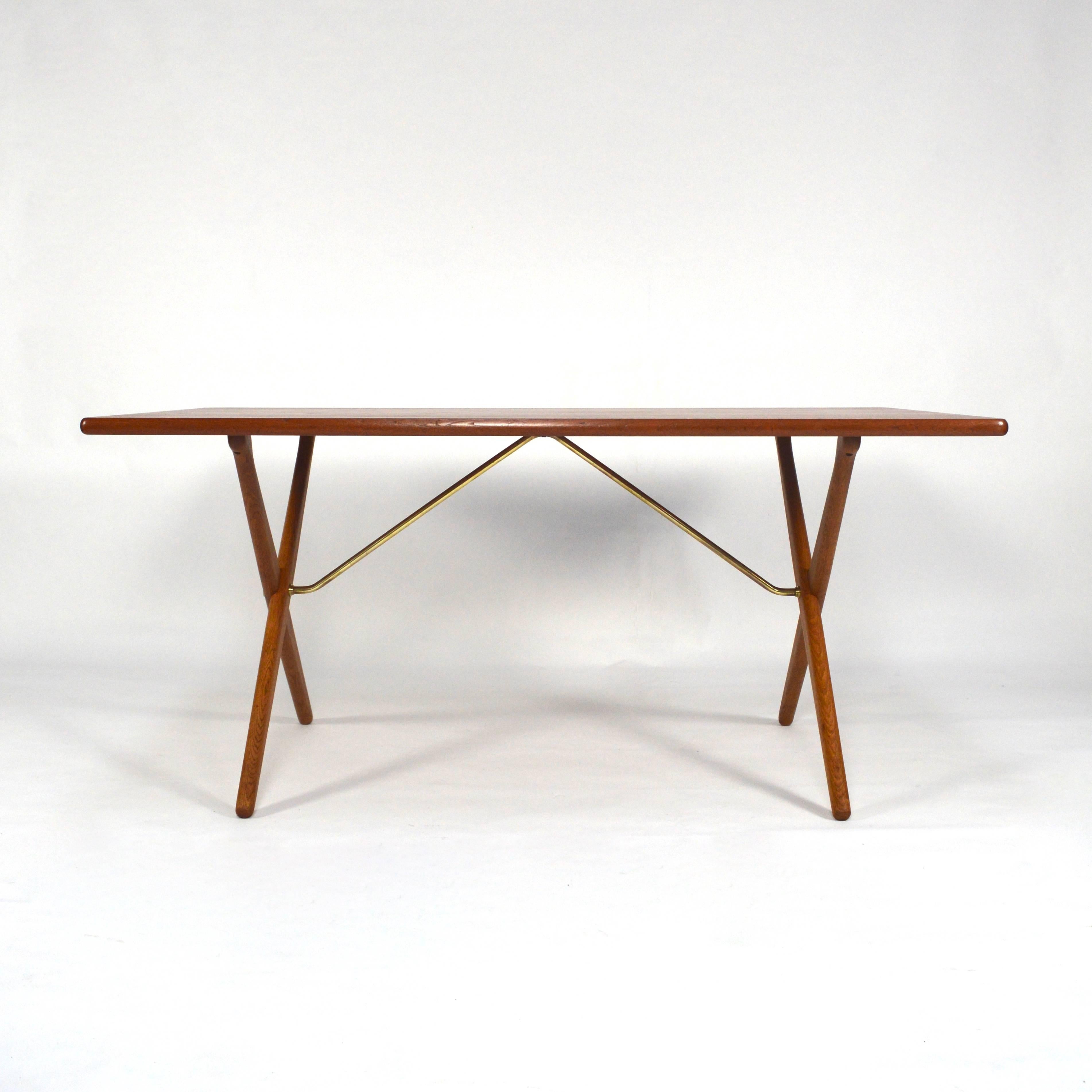 Scandinavian Modern Hans J. Wegner AT303 Cross-Leg Dining Table, Denmark, 1950s