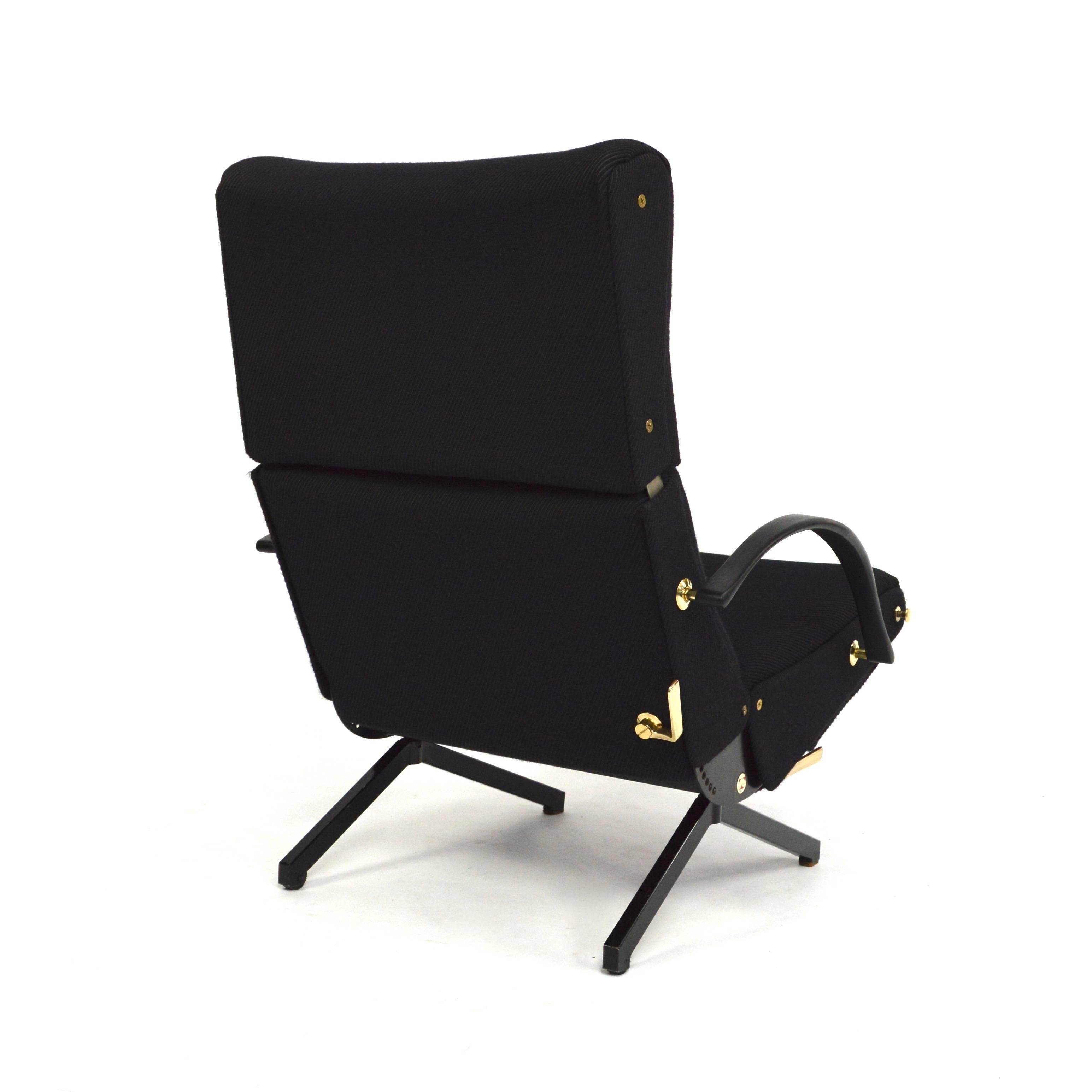 Metal Borsani P40 Lounge Chair with Original Fabric, Italy, 1950s