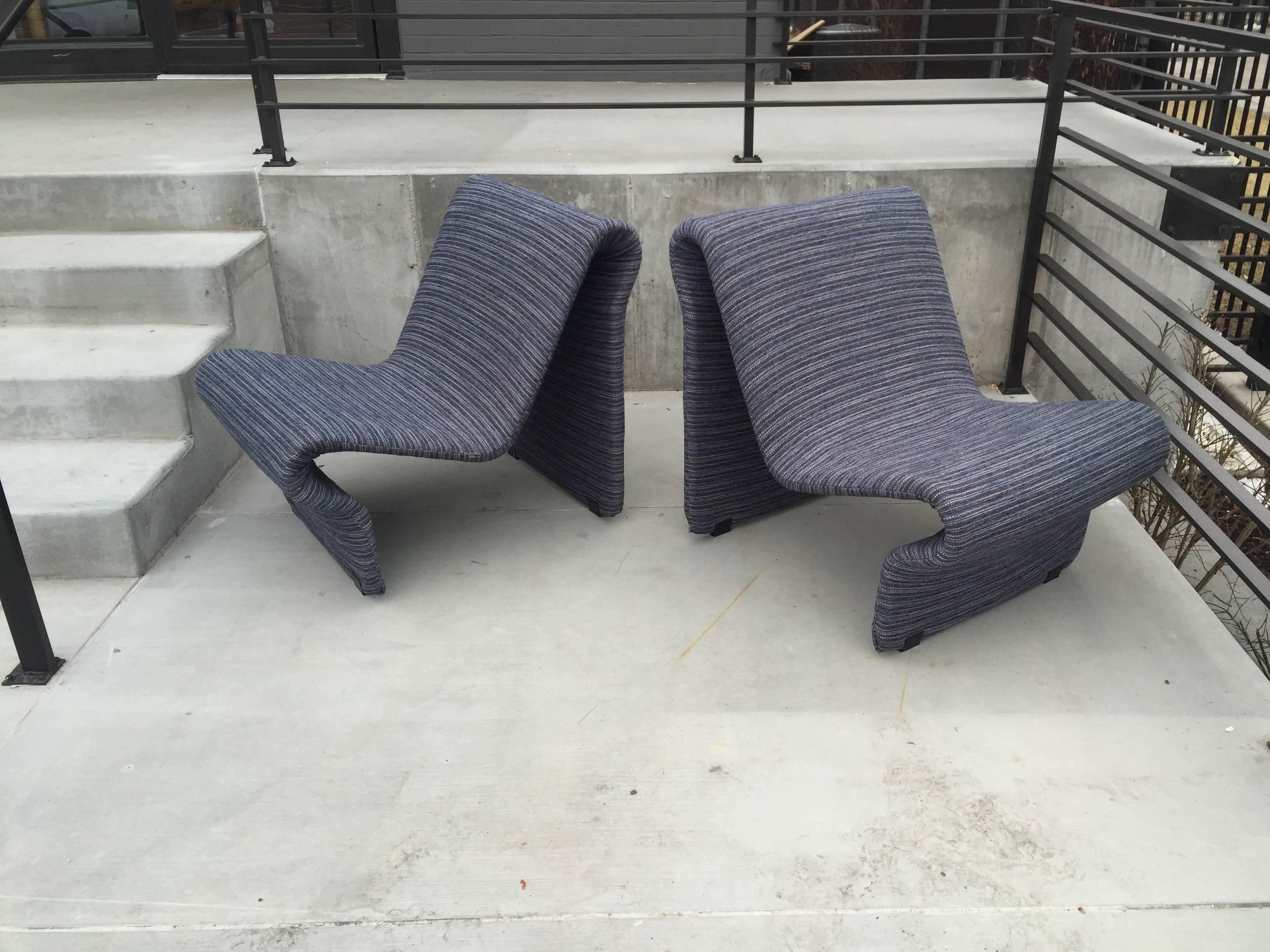 Pair of very comfortable lounge chairs designed by Jan Ekselius.
They both are in exceptional condition.
Both have zippers for easy replacement or cleaning.
 
