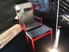 Tall Back Erik Worts for Neils Eilersen Danish Safari Lounge Chair and Ottoman