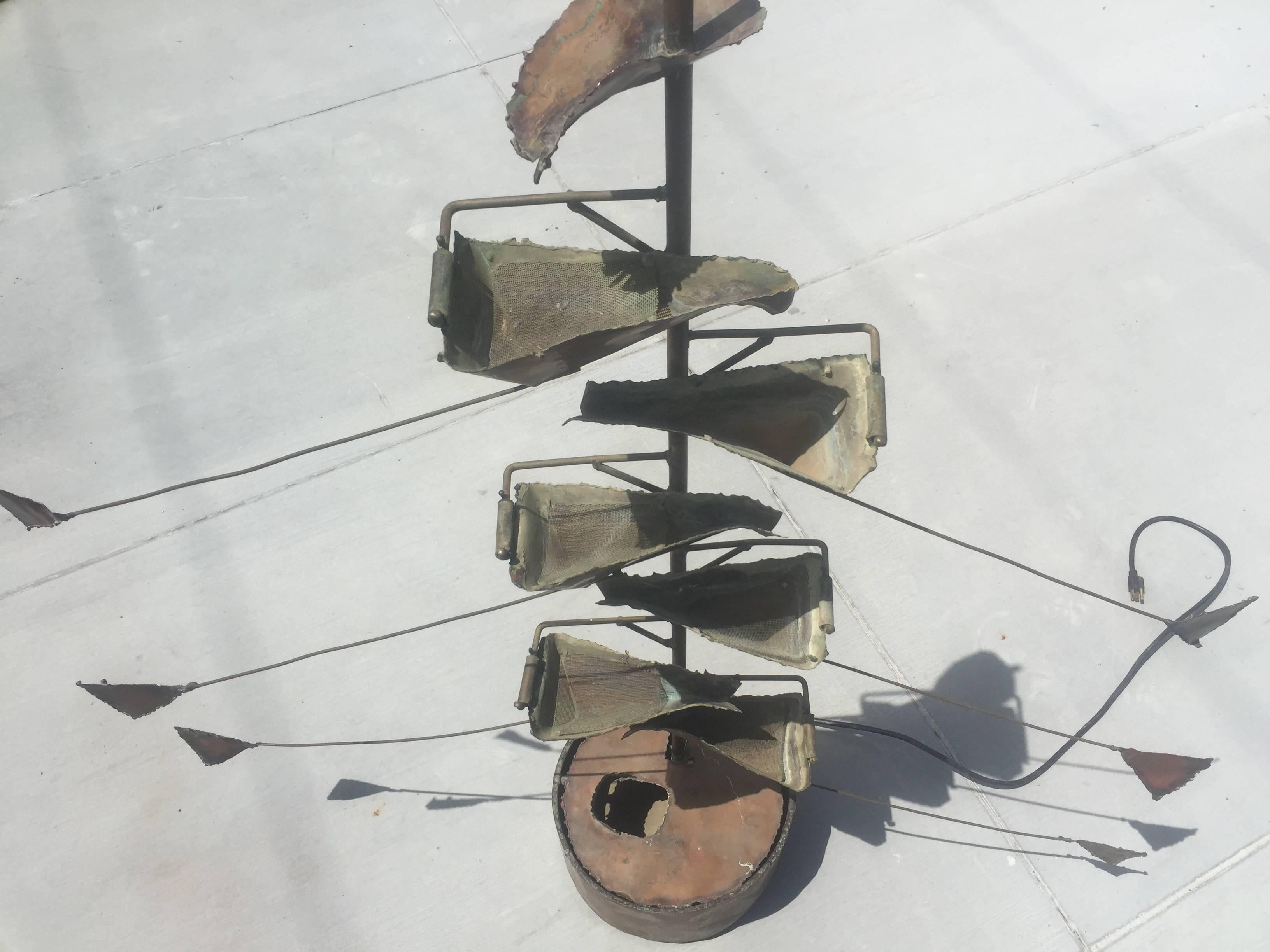 Copper Brutalist Sculpture Water Fountain 1