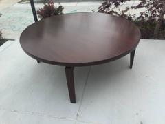 Jens Risom Round Walnut Coffee Table with Lazy Susan Top