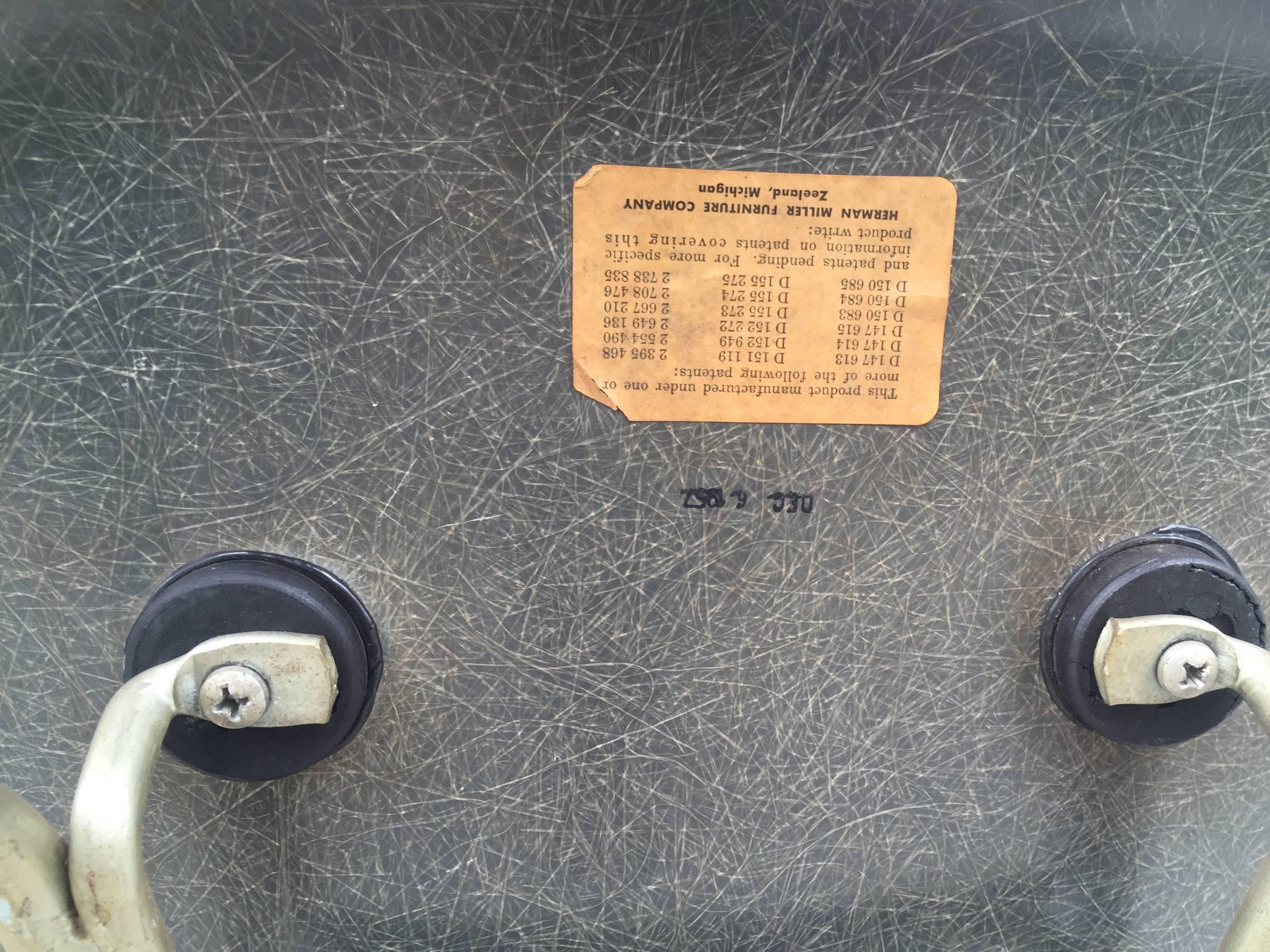 Original Rare Eames Grey Side Shell on Prototype H-Base with Casters 2