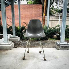 Original Rare Eames Grey Side Shell on Prototype H-Base with Casters