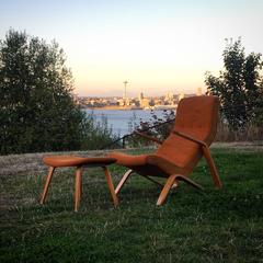 Original Vintage Grasshopper Chair and Ottoman by Eero Saarinen for Knoll