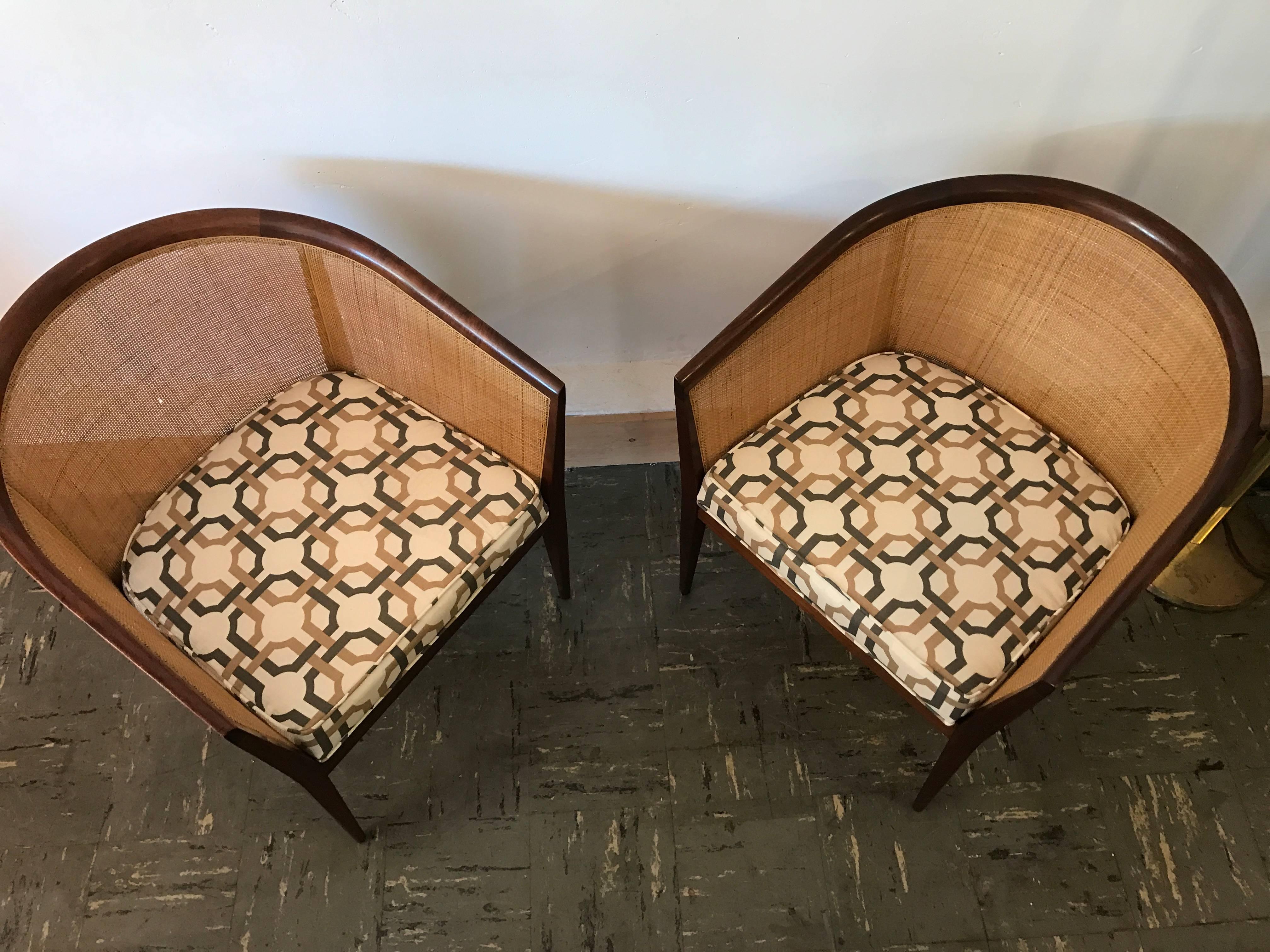 Kipp Stewart for Directional Pair of Cane and Walnut Chairs In Excellent Condition In Salt Lake City, UT
