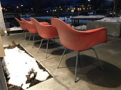 Set of four Eames Salmon Zenith Arm Shell Chairs Herman Miller