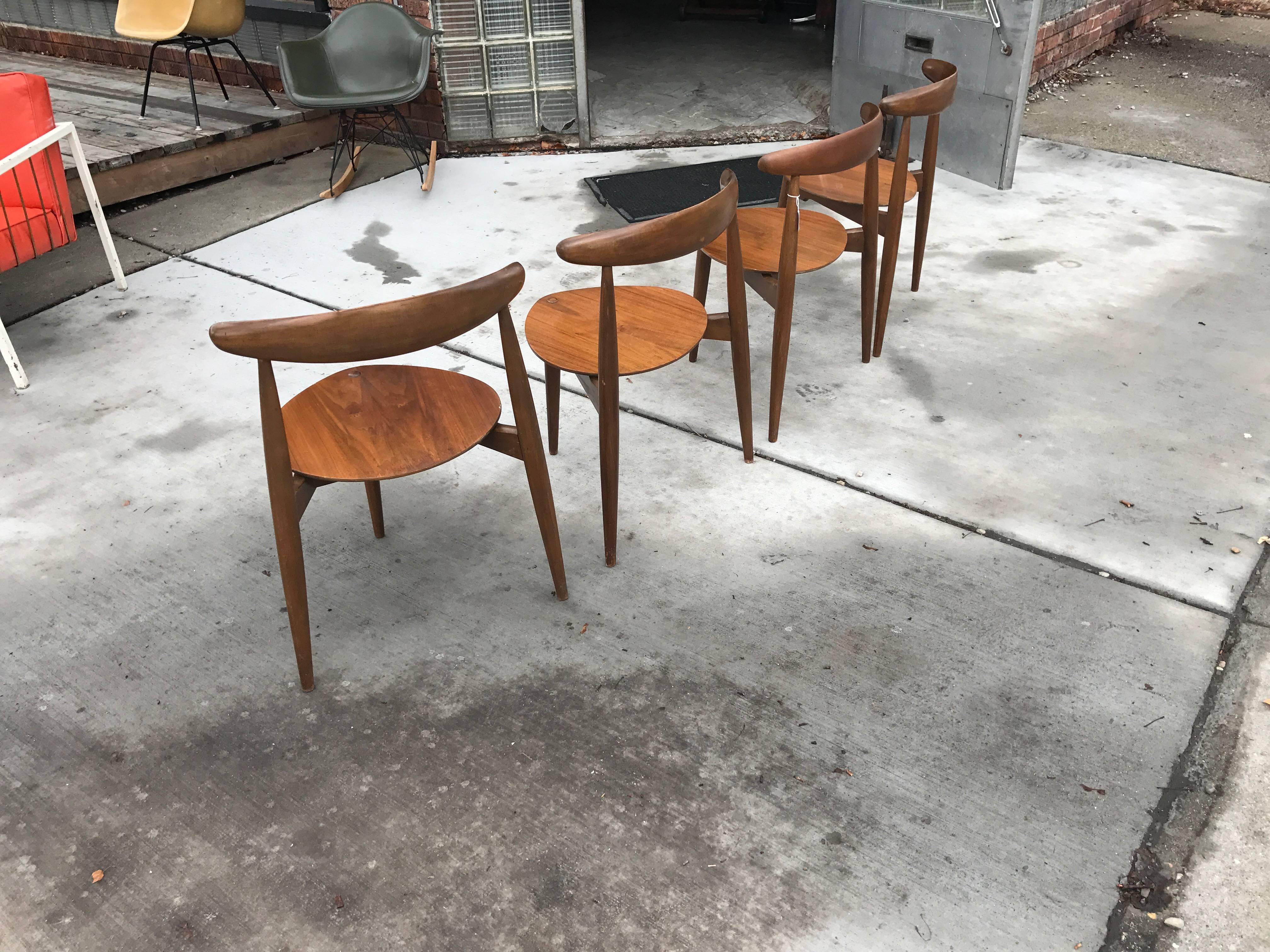 Set of Four Hans Wegner Heart Chairs FH-4103 Fritz Hansen Raymor In Excellent Condition In Salt Lake City, UT