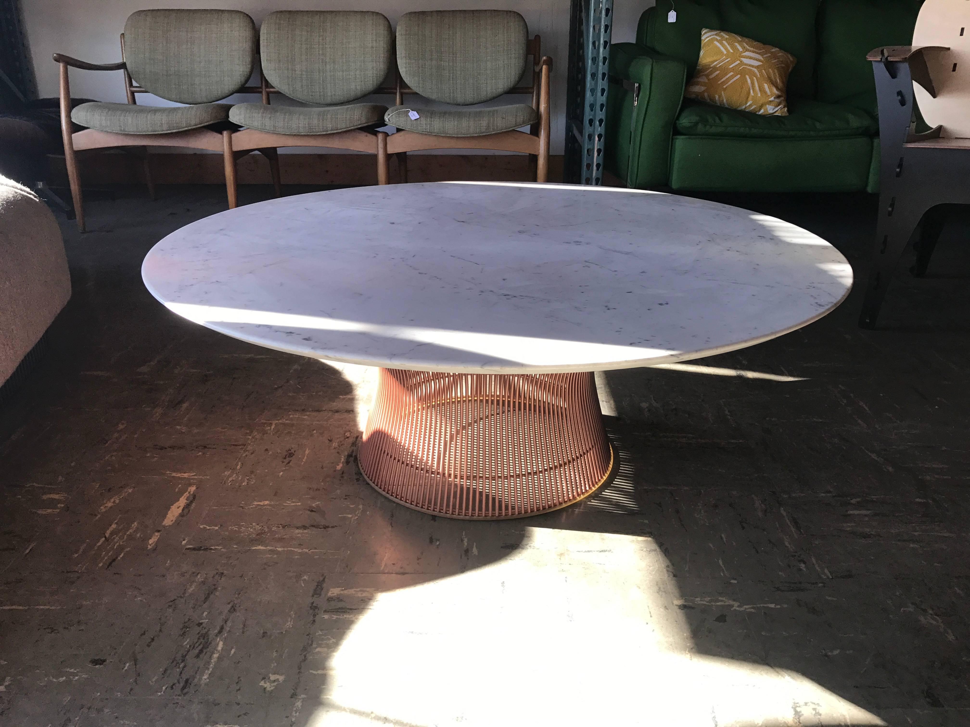 Vintage Warren Platner for Knoll Rare Copper Base Marble-Top Coffee Table 1