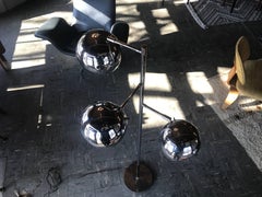 Koch & Lowy Three Globe Adjustable Chrome Floor Lamp Light