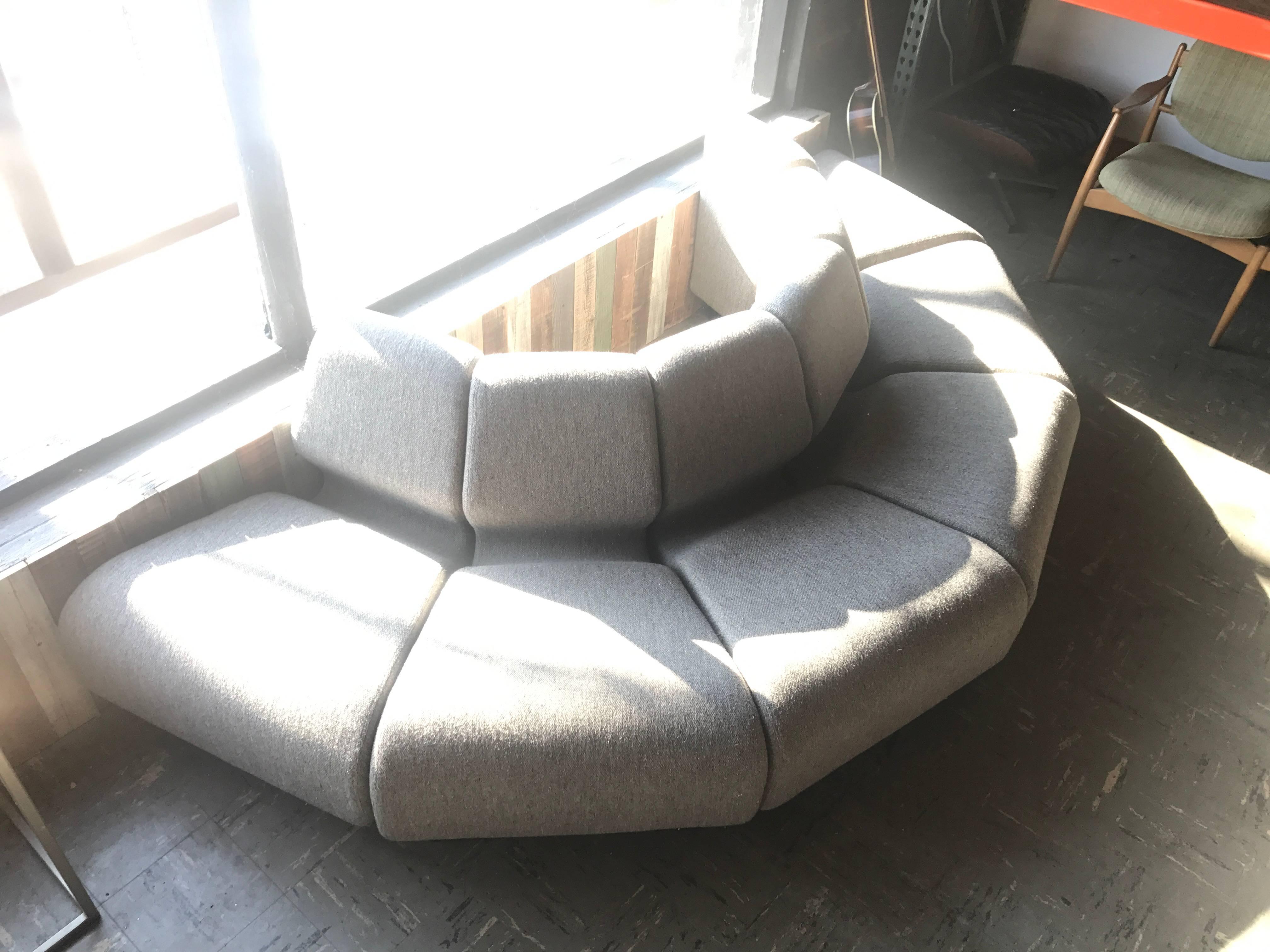 Six-piece sectional
creates an inverted half circle
great for a game room office or a business.
 