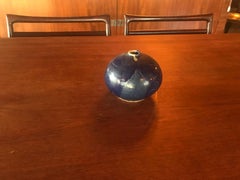 Small Studio Ceramic Weed Pot Pottery Blue Glaze Midcentury Vintage