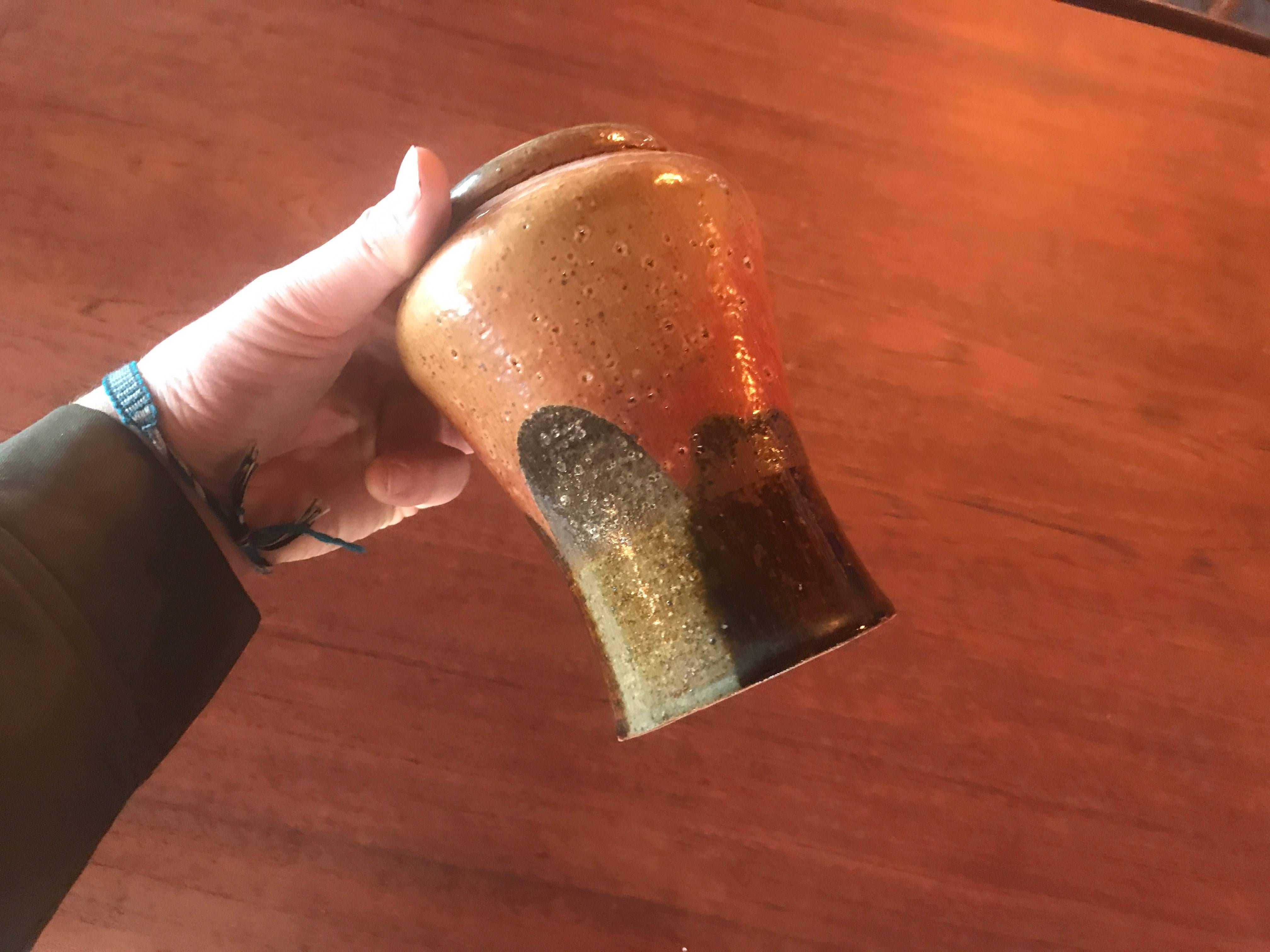 Midcentury Abstract Glaze Vase Ceramic Pot Pottery Art In Excellent Condition For Sale In Salt Lake City, UT