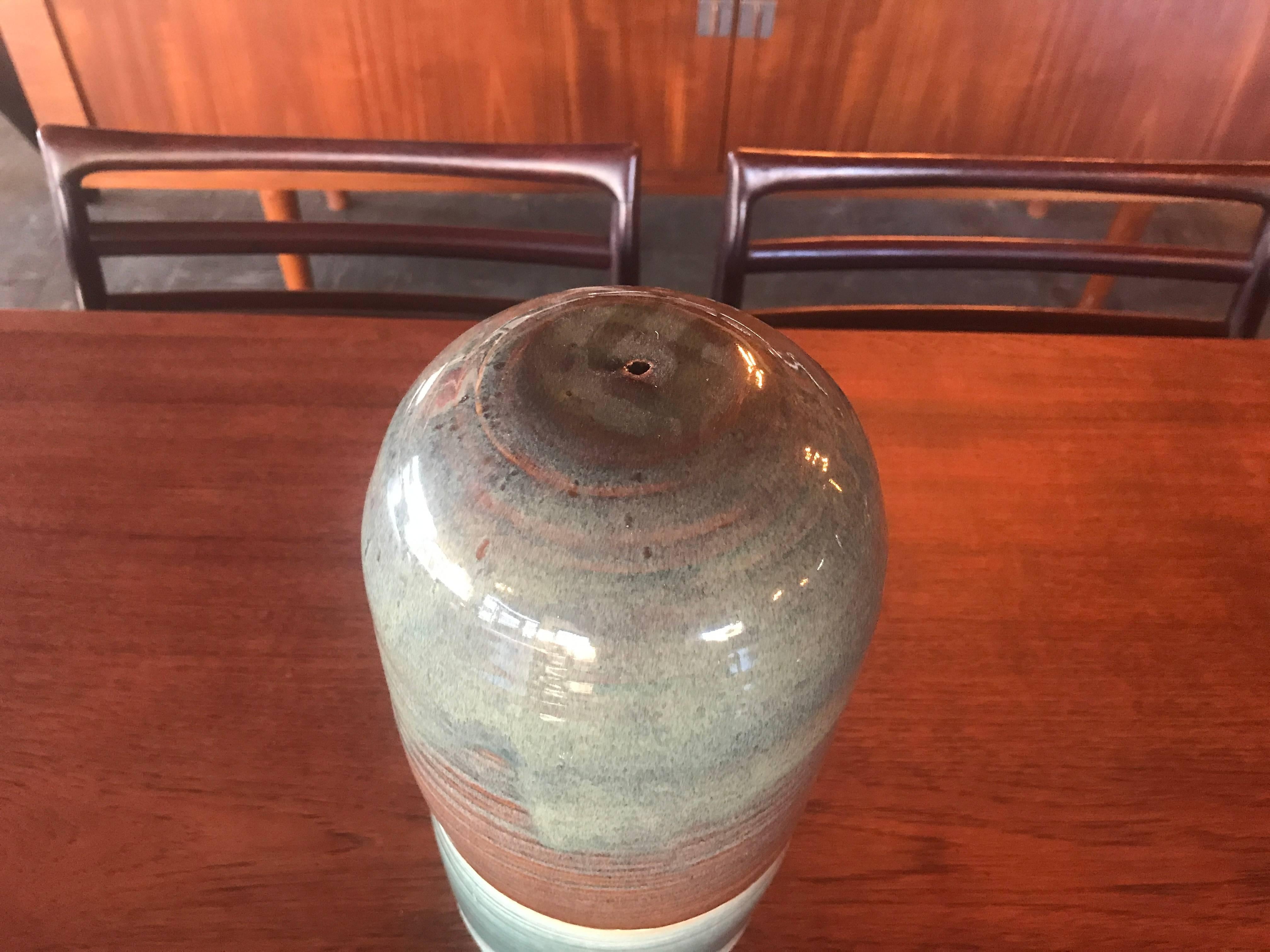 Mid-Century Modern Tall Vintage Studio Midcentury Ceramic Weed Pot Pottery Vase