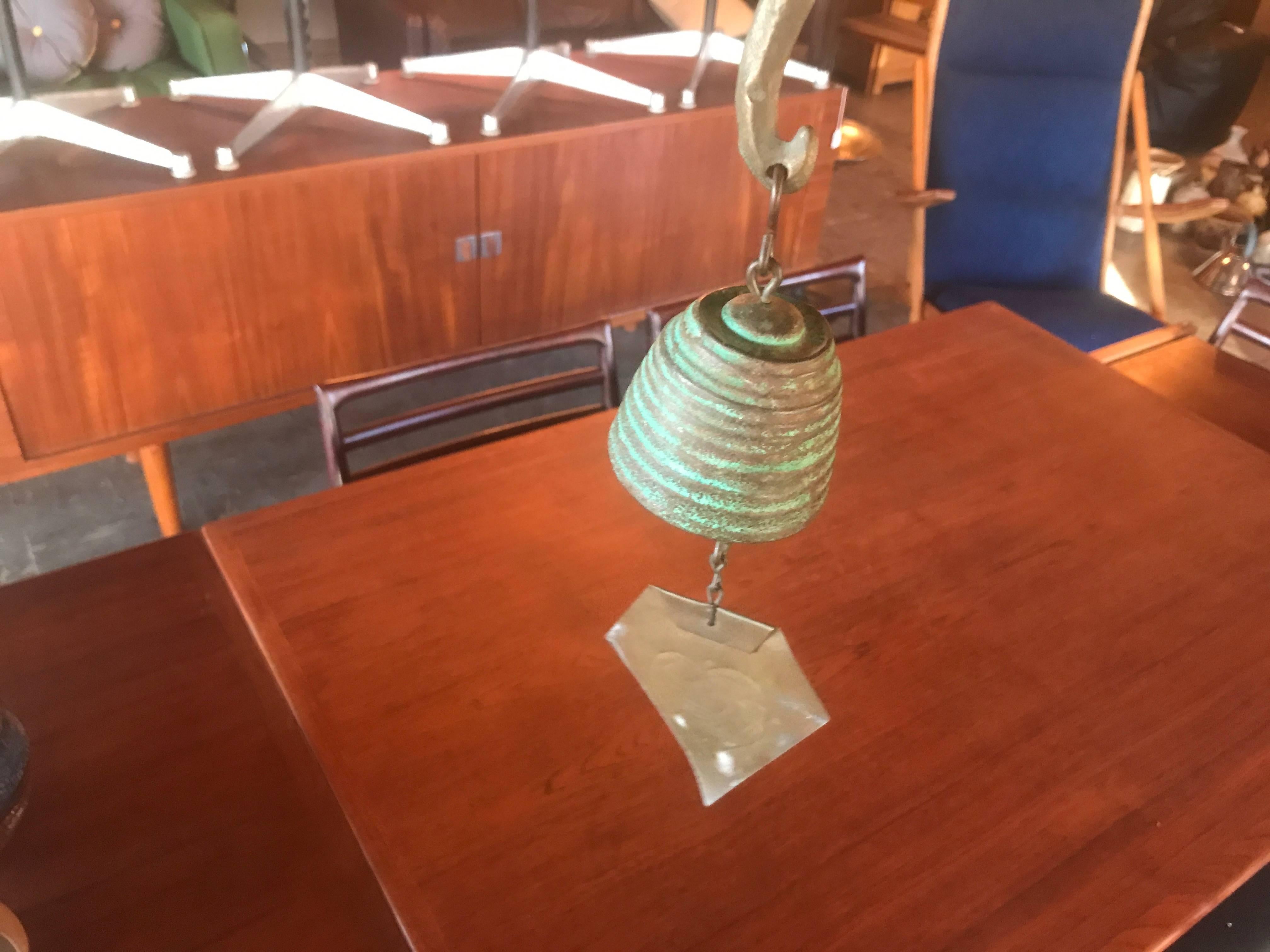 Small Paolo Soleri Arcosanti cast bronze bell wind chime. In great vintage condition.
 
