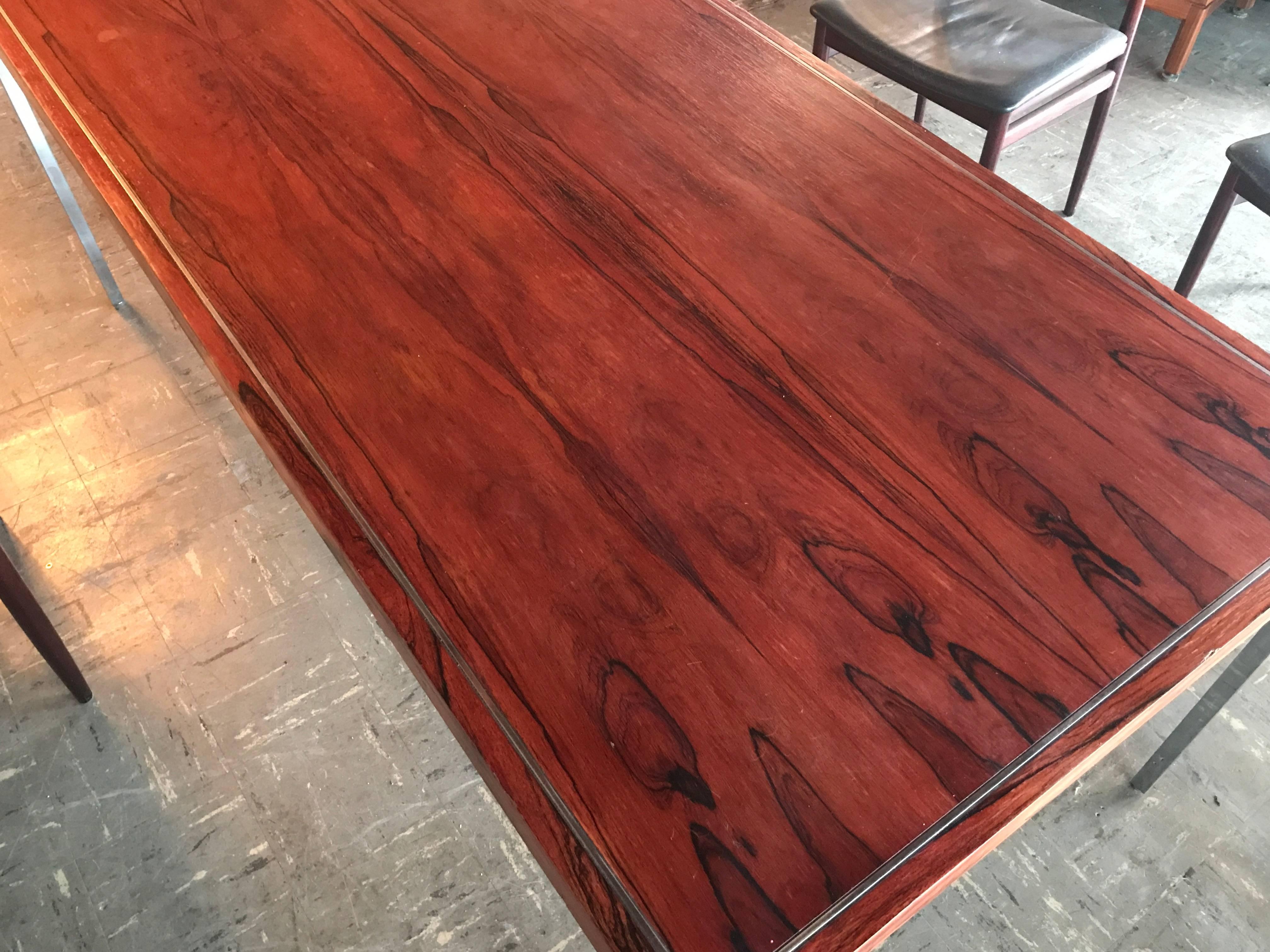 1960s Richard Schultz Rosewood and Chrome Conference Dining Table or Desk In Excellent Condition In Salt Lake City, UT
