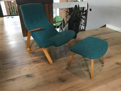 Early "Grasshopper" Lounge Chair and Ottoman by Eero Saarinen for Knoll