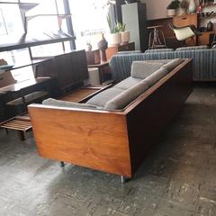 Walnut Case Sofa in the Manner of Milo Baughman
