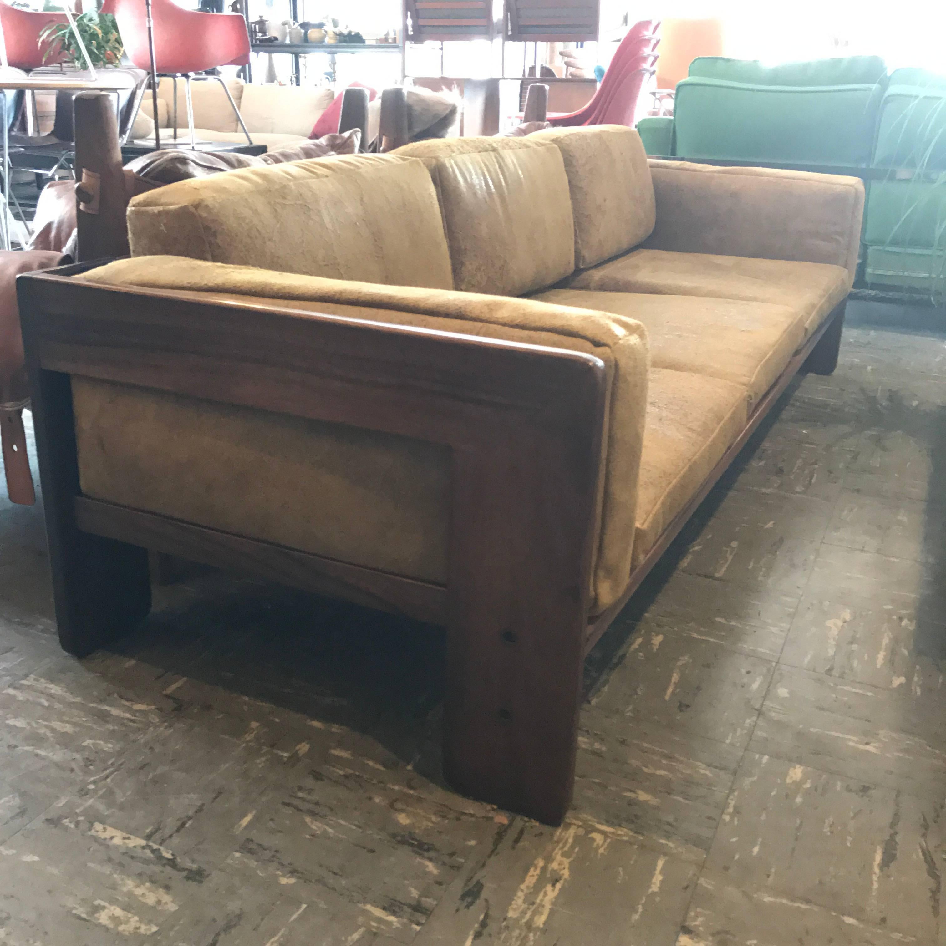 Tobia Scarpa Knoll Bastiano Rosewood Sofa Vintage Leather Cushions In Excellent Condition In Salt Lake City, UT