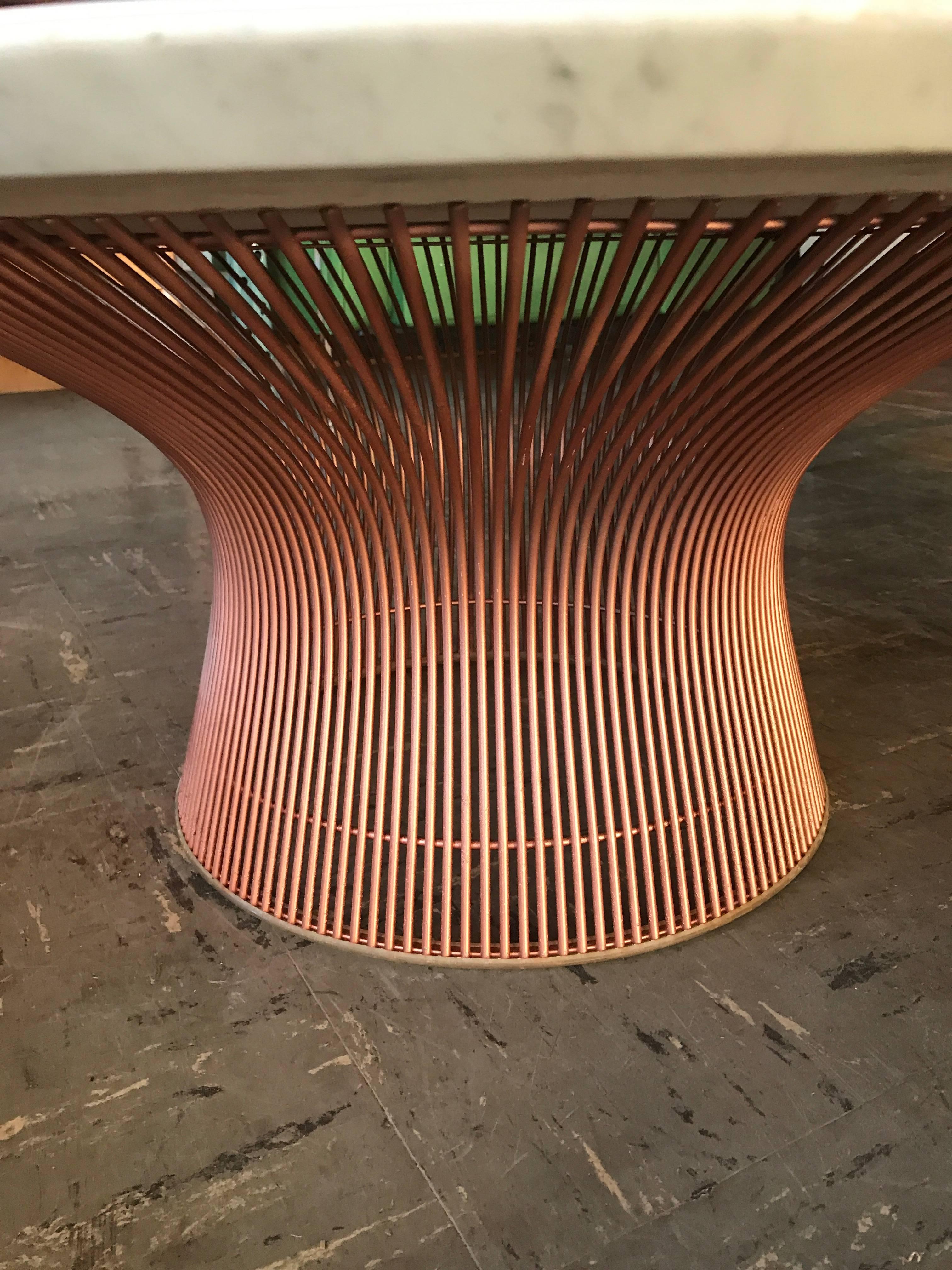 Vintage Warren Platner for Knoll Rare Copper Base Marble-Top Coffee Table In Excellent Condition In Salt Lake City, UT