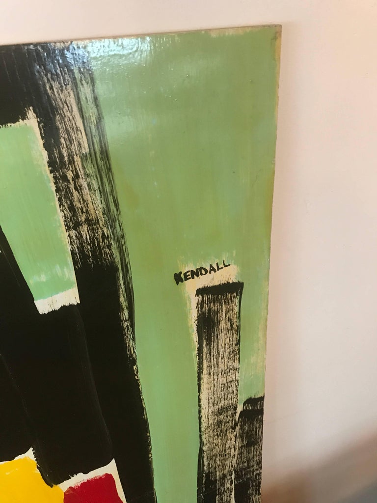 Richard Kendall Large Art Midcentury Oil on Board Abstract, 1970s at