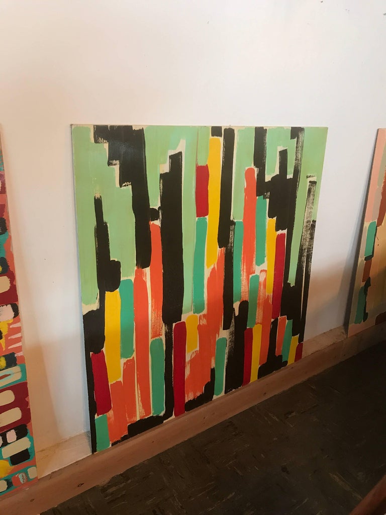 Richard Kendall Large Art Midcentury Oil on Board Abstract, 1970s at