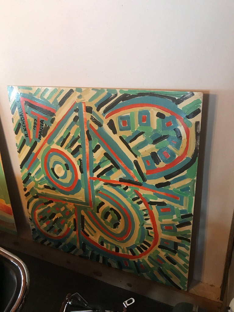 Large Richard Kendall Signed Oil Painting Abstract Art Midcentury Style