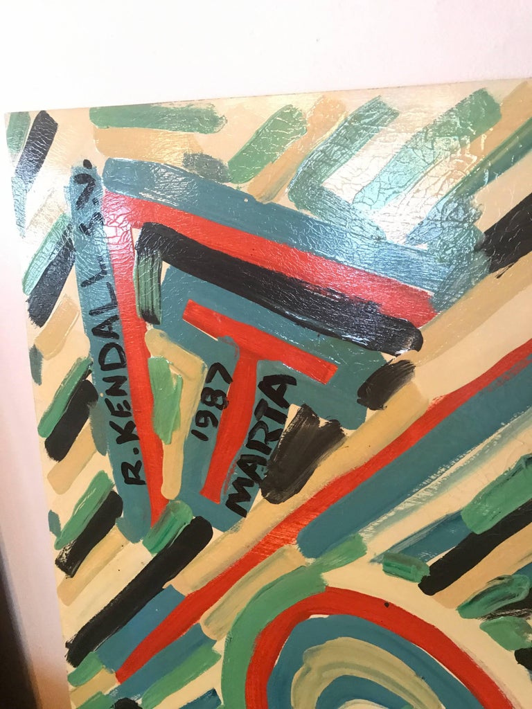 Large Richard Kendall Signed Oil Painting Abstract Art Midcentury Style