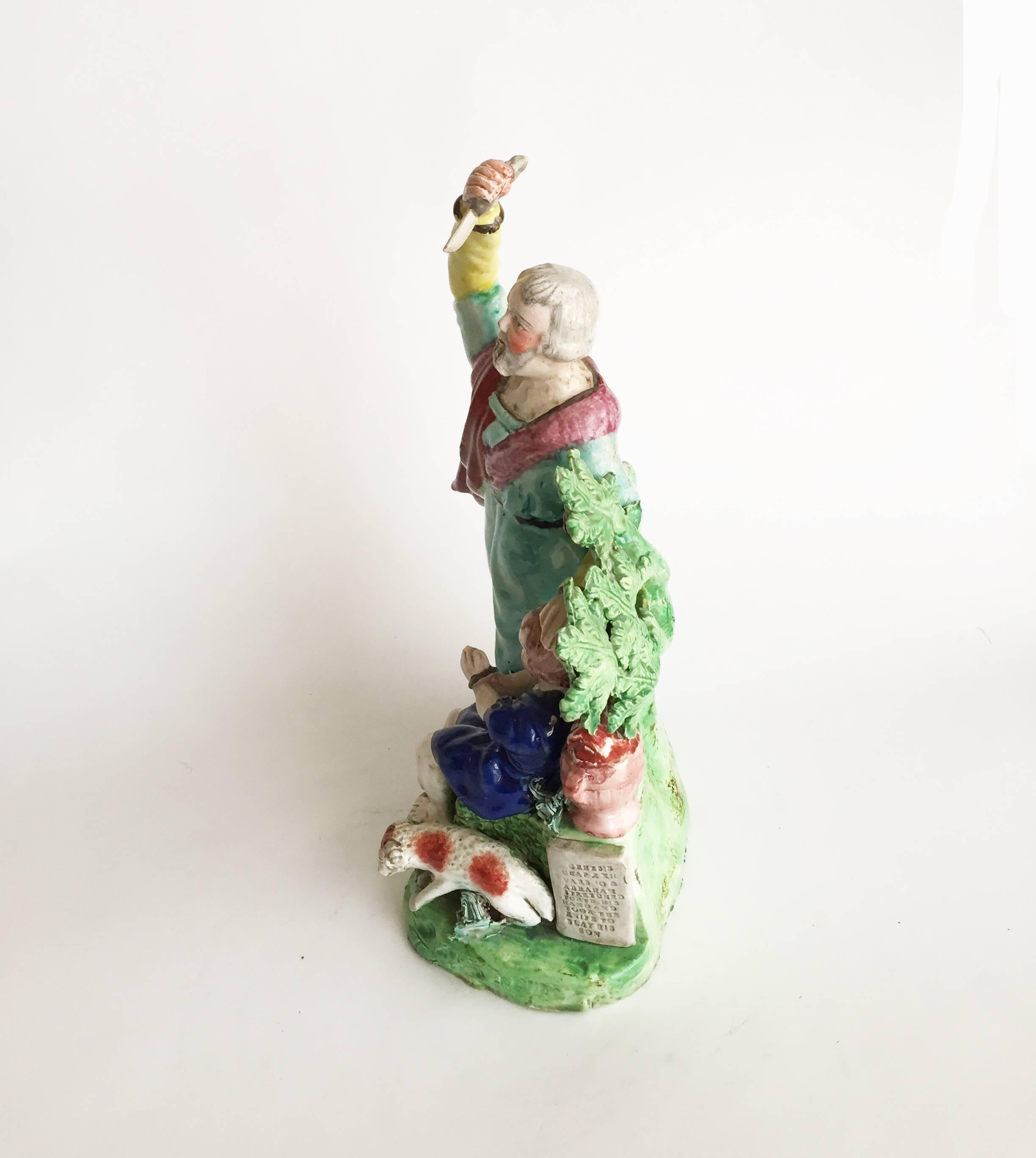 19th Century English Staffordshire Pottery Figure, Abraham Offering to Slay Isaac For Sale