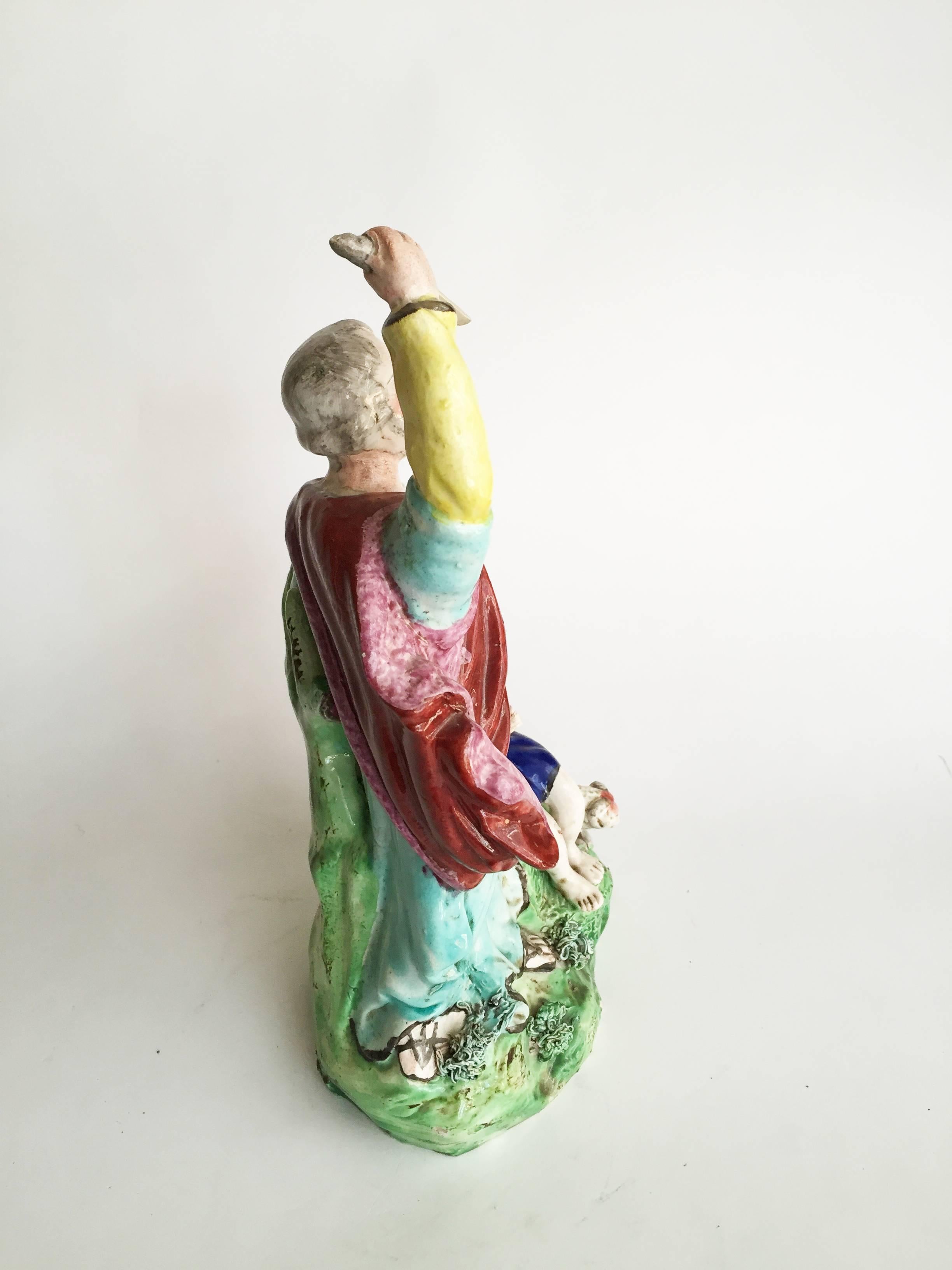 English Staffordshire Pottery Figure, Abraham Offering to Slay Isaac For Sale 1