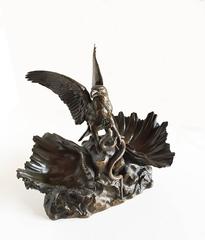 Continental Cast-Bronze Ornament with Eagle and Snake, 19th Century
