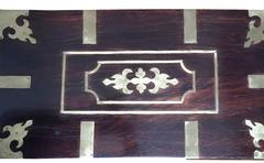 Anglo-Colonial Wood Brass-Inlaid Chest on Later Stand