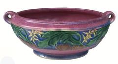 American Arts & Crafts Roseville Pink Pottery Baneda Pattern Low Bowl