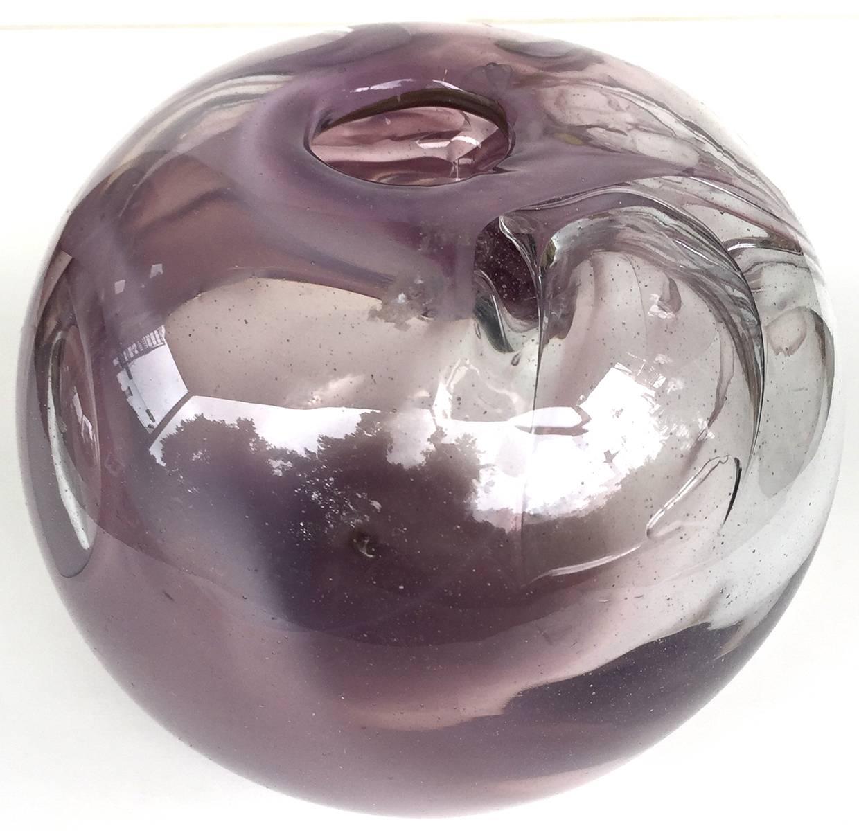 American Studio Art Glass Richard Stauffer Amethyst Purple Blown Glass Vase
