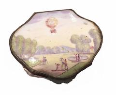 French "Ballooning" Theme Enamel Snuff Box