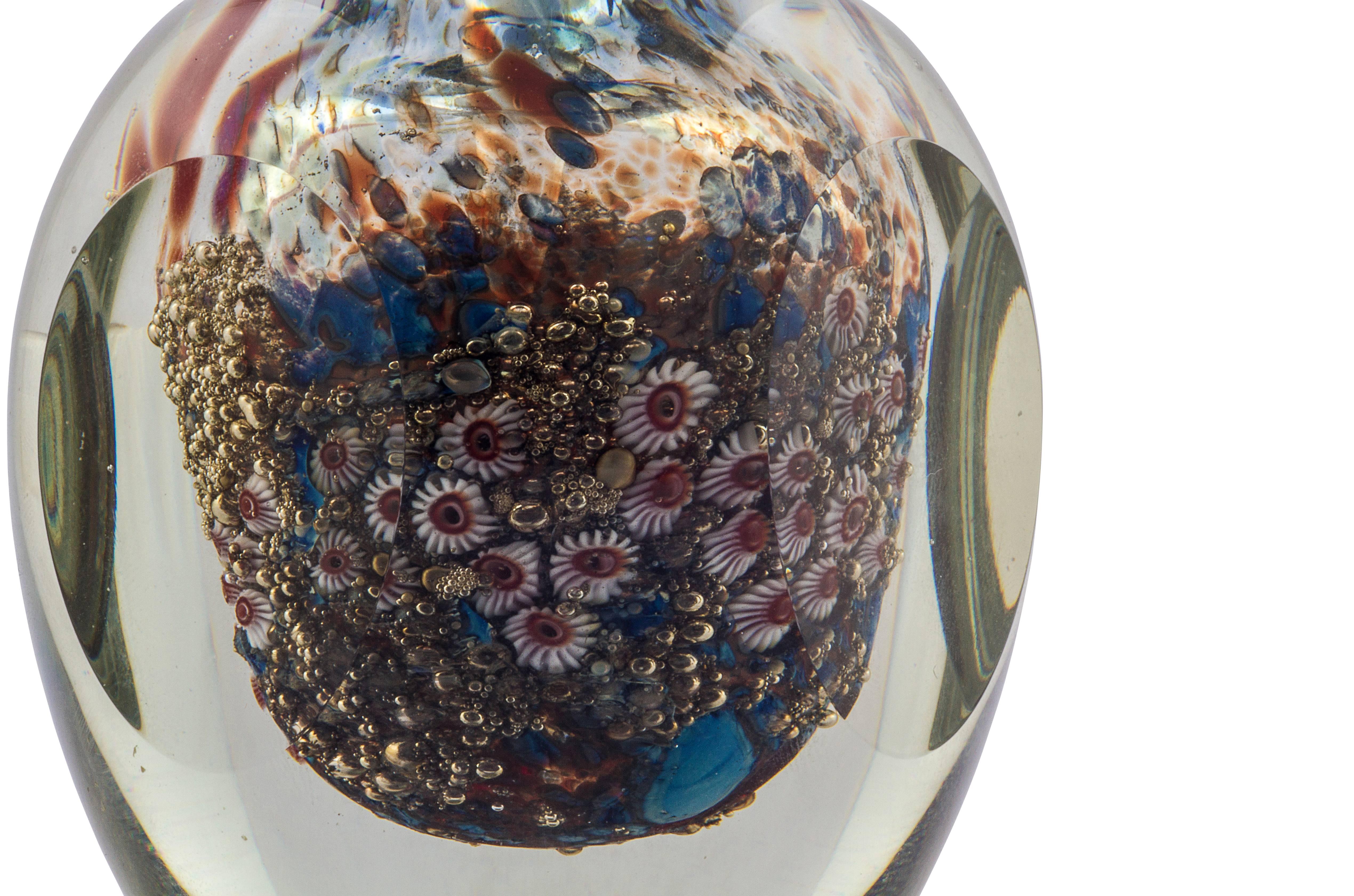 Molded American Richard Satava Studio Glass Scent Bottle with Seashell Theme For Sale
