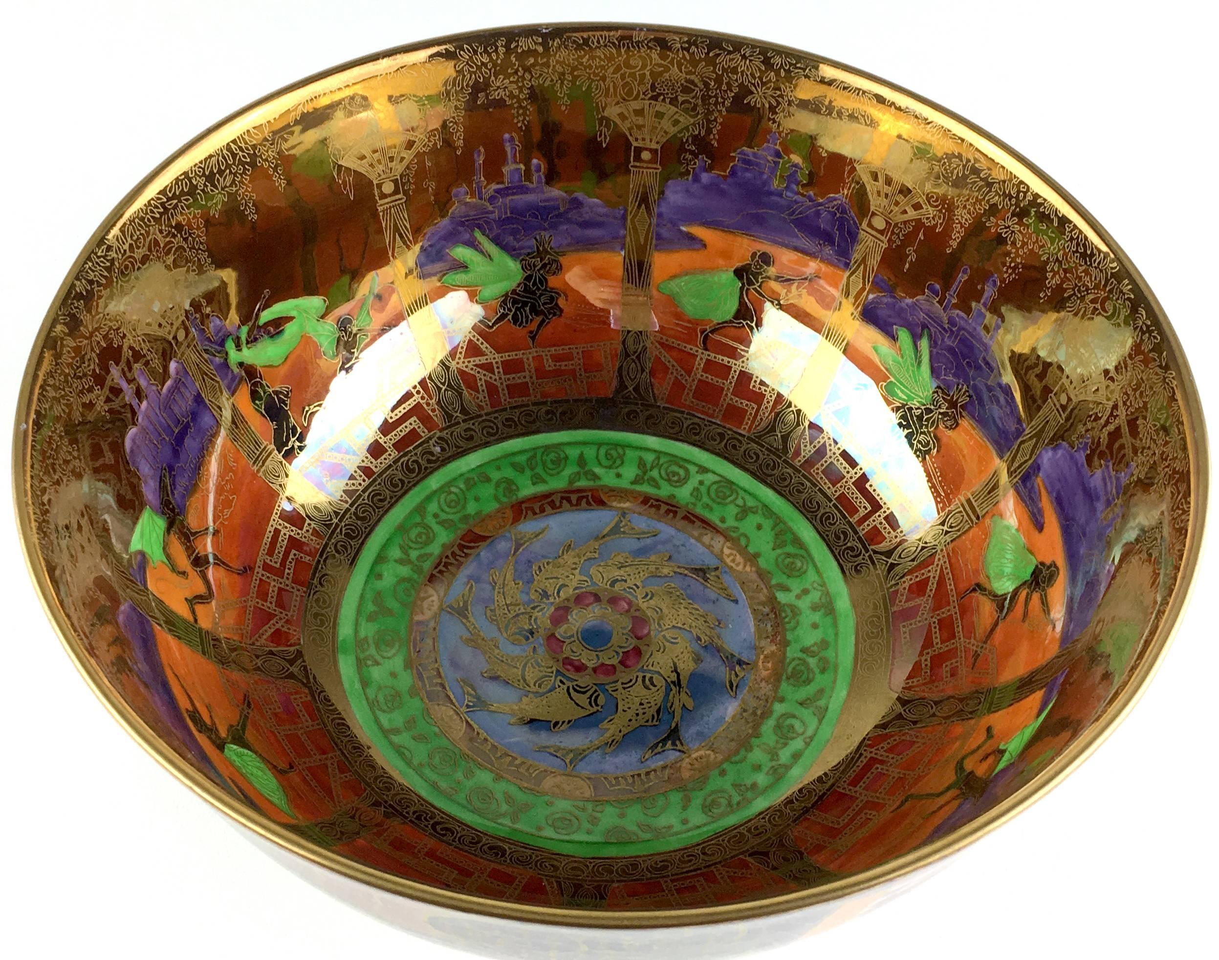Wedgwood Fairyland Flame Lustre Porcelain Art Deco Serving Bowl In Excellent Condition For Sale In Brooklyn, NY