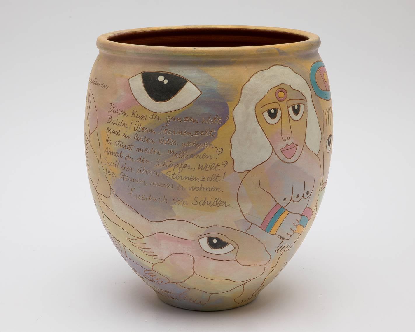 Organic Modern American Washington Ledesma Contemporary Pottery Ceramic Jar, Dated 1984 For Sale