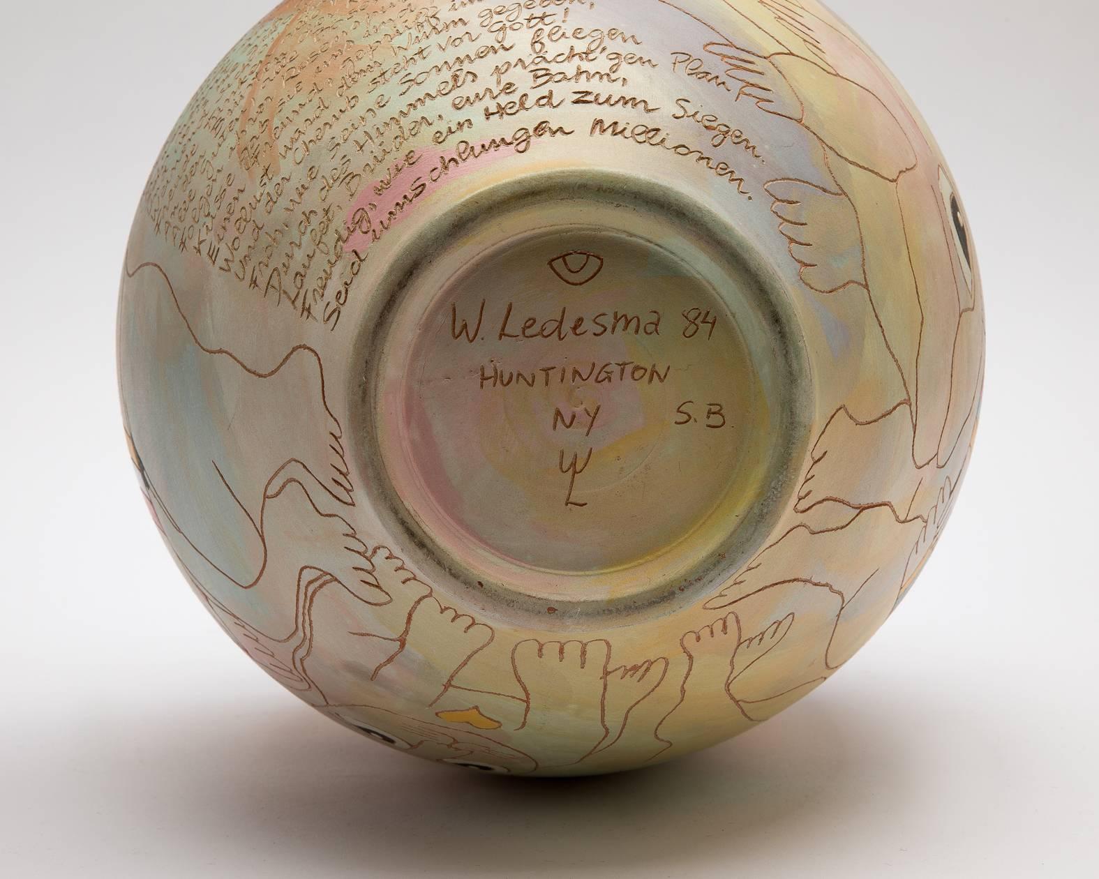20th Century American Washington Ledesma Contemporary Pottery Ceramic Jar, Dated 1984 For Sale