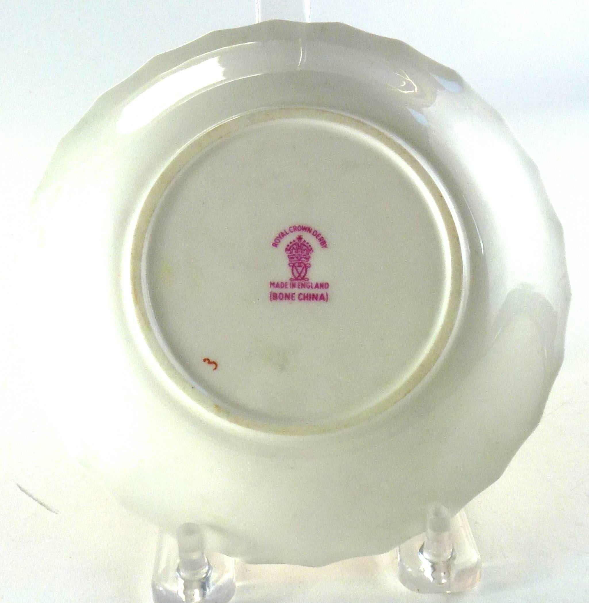 Royal Crown Derby porcelain Rougement dinner plates 10.5