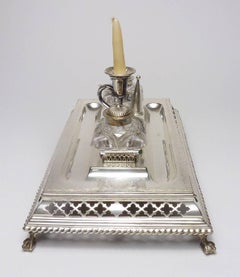 English Victorian Sheffield Silver Plate Inkstand