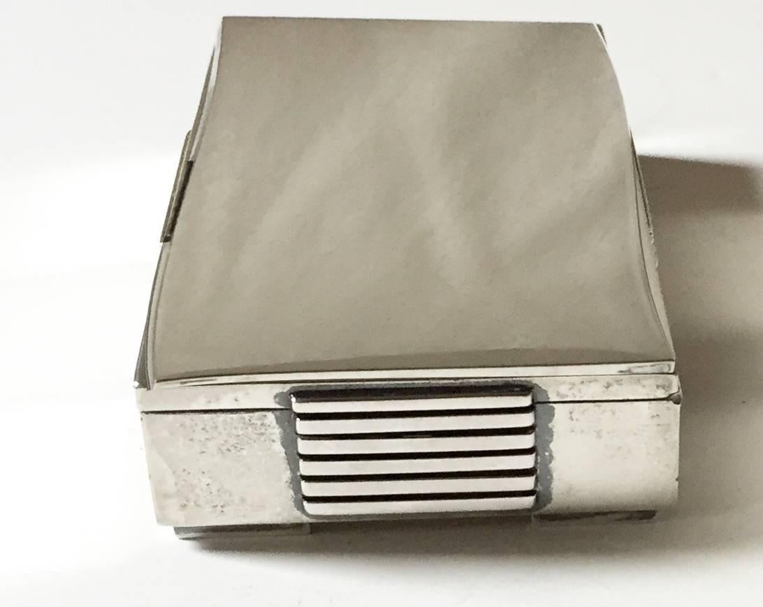 Streamlined Moderne Art Moderne G. Jensen Sterling Silver Box by Jurgen Jensen, Model 857A For Sale