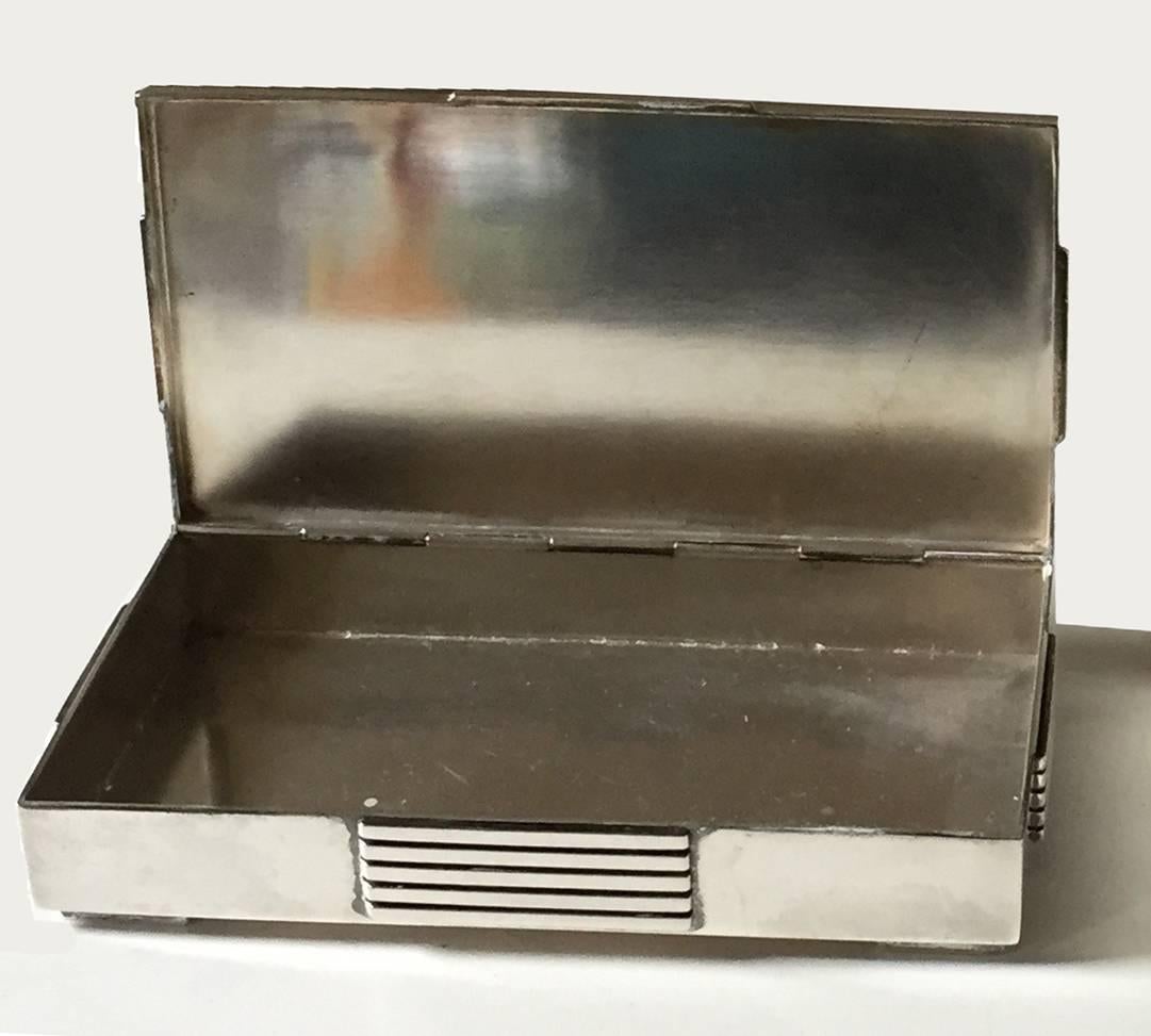 Molded Art Moderne G. Jensen Sterling Silver Box by Jurgen Jensen, Model 857A For Sale