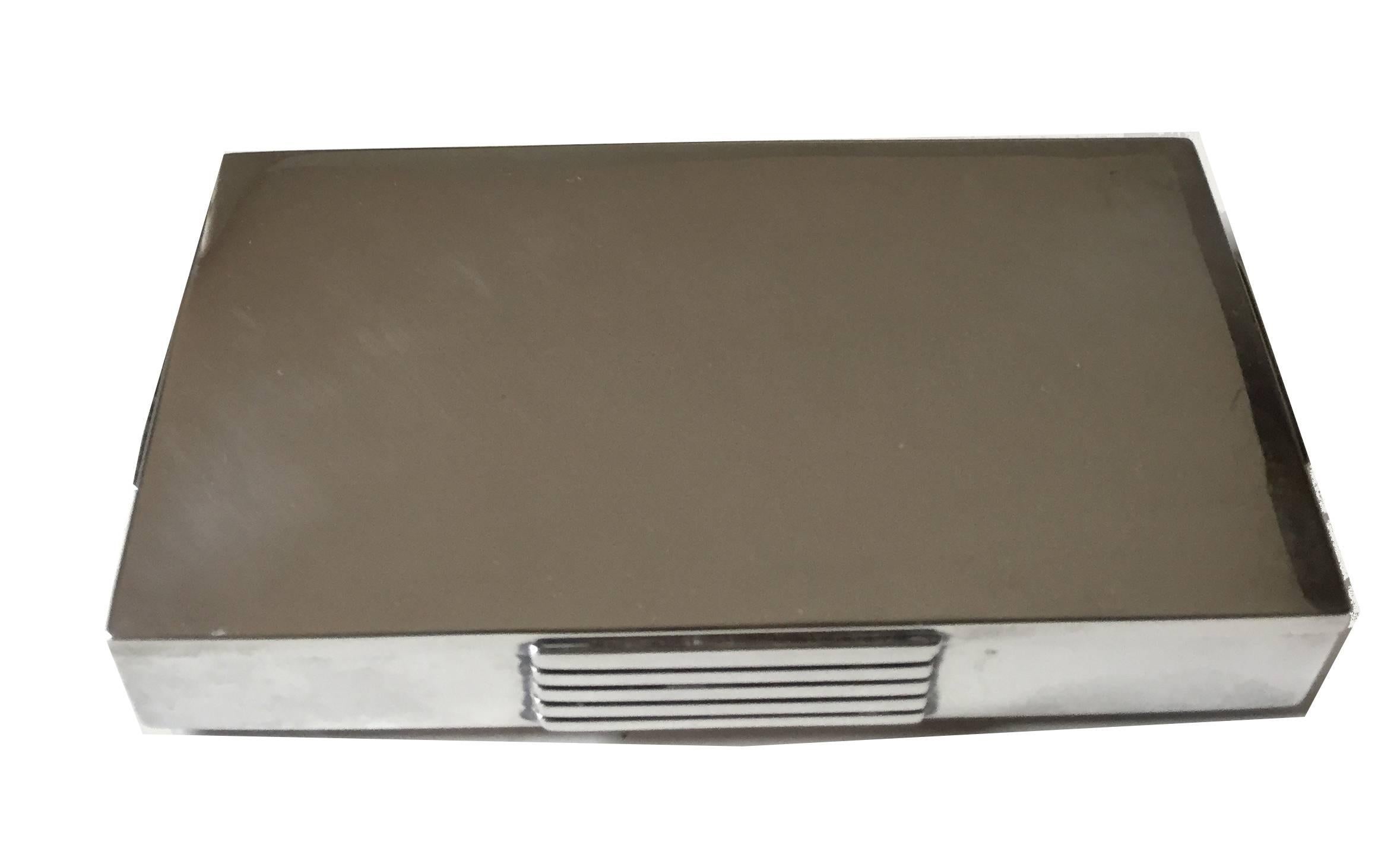 Mid-20th Century Art Moderne G. Jensen Sterling Silver Box by Jurgen Jensen, Model 857A For Sale