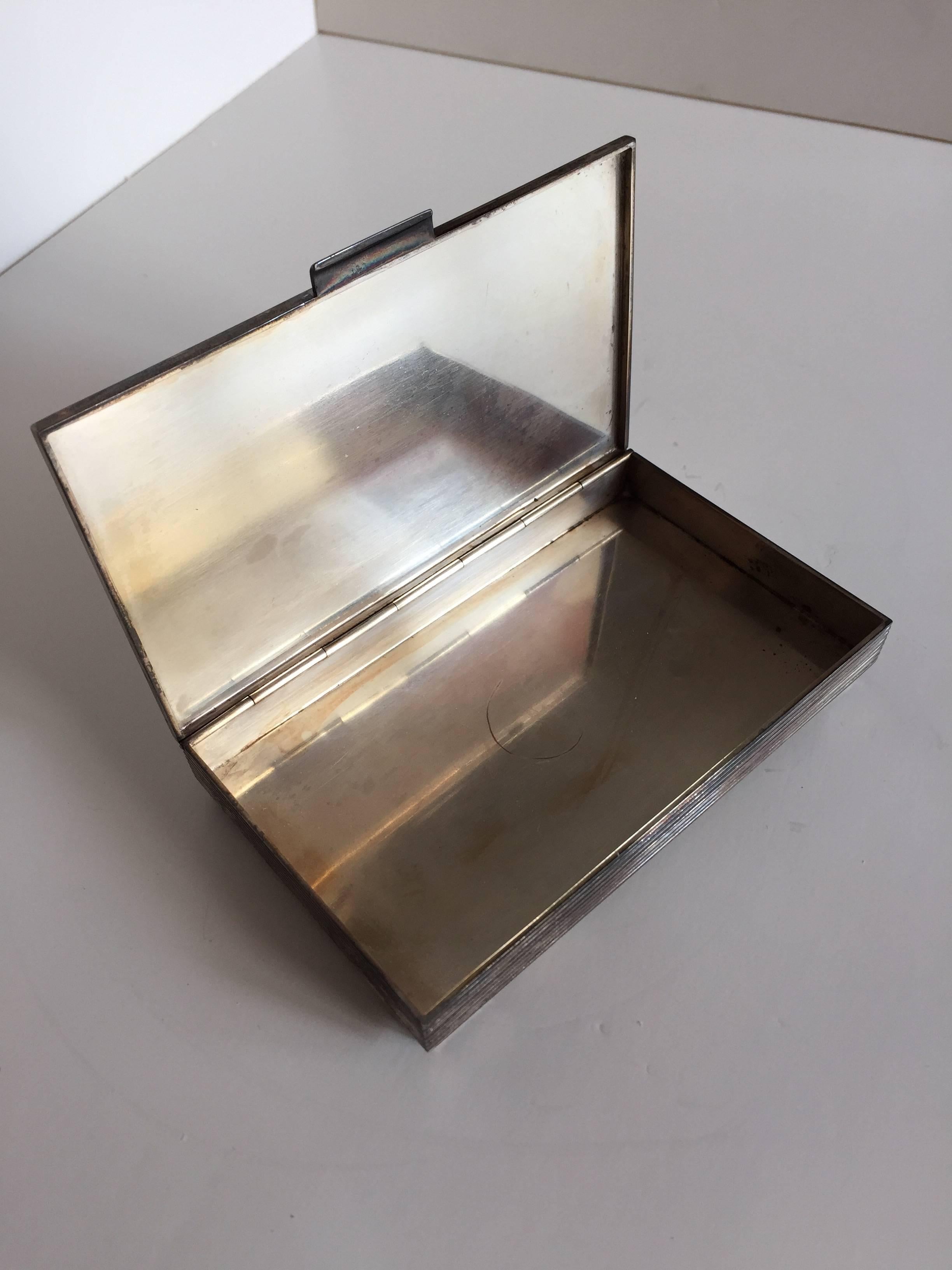 Molded Art Deco Georg Jensen Silver Cigarette Box Designed by Sigvard Bernadotte For Sale